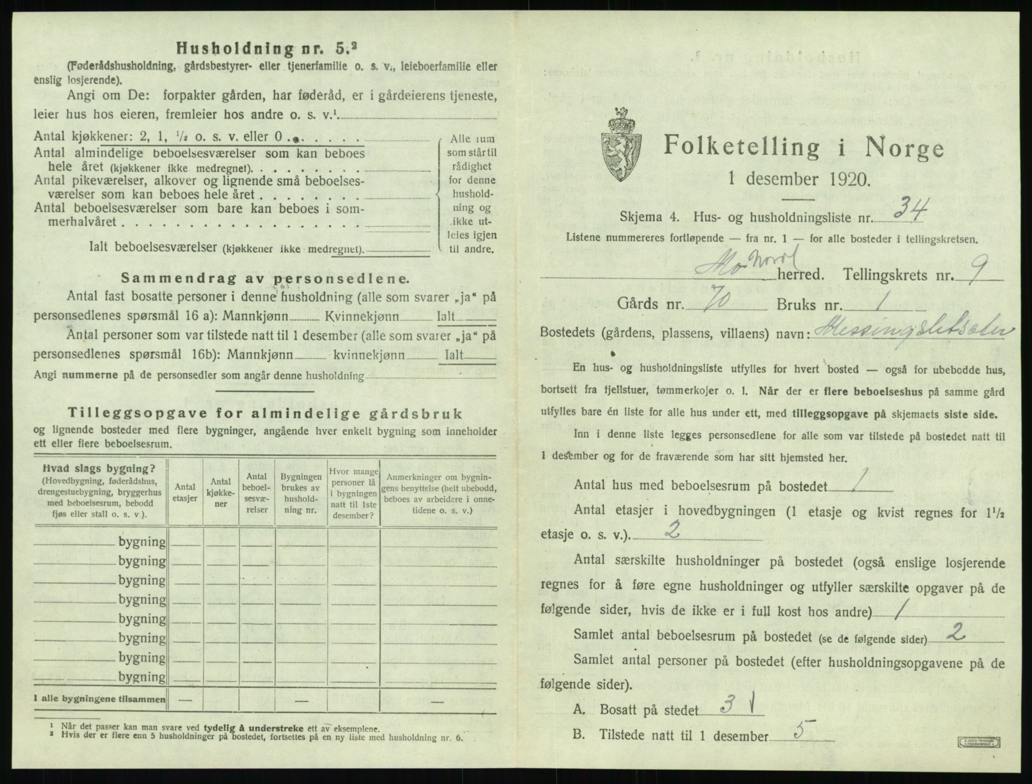 SAT, Folketelling 1920 for 1833 Mo herred, 1920, s. 1156