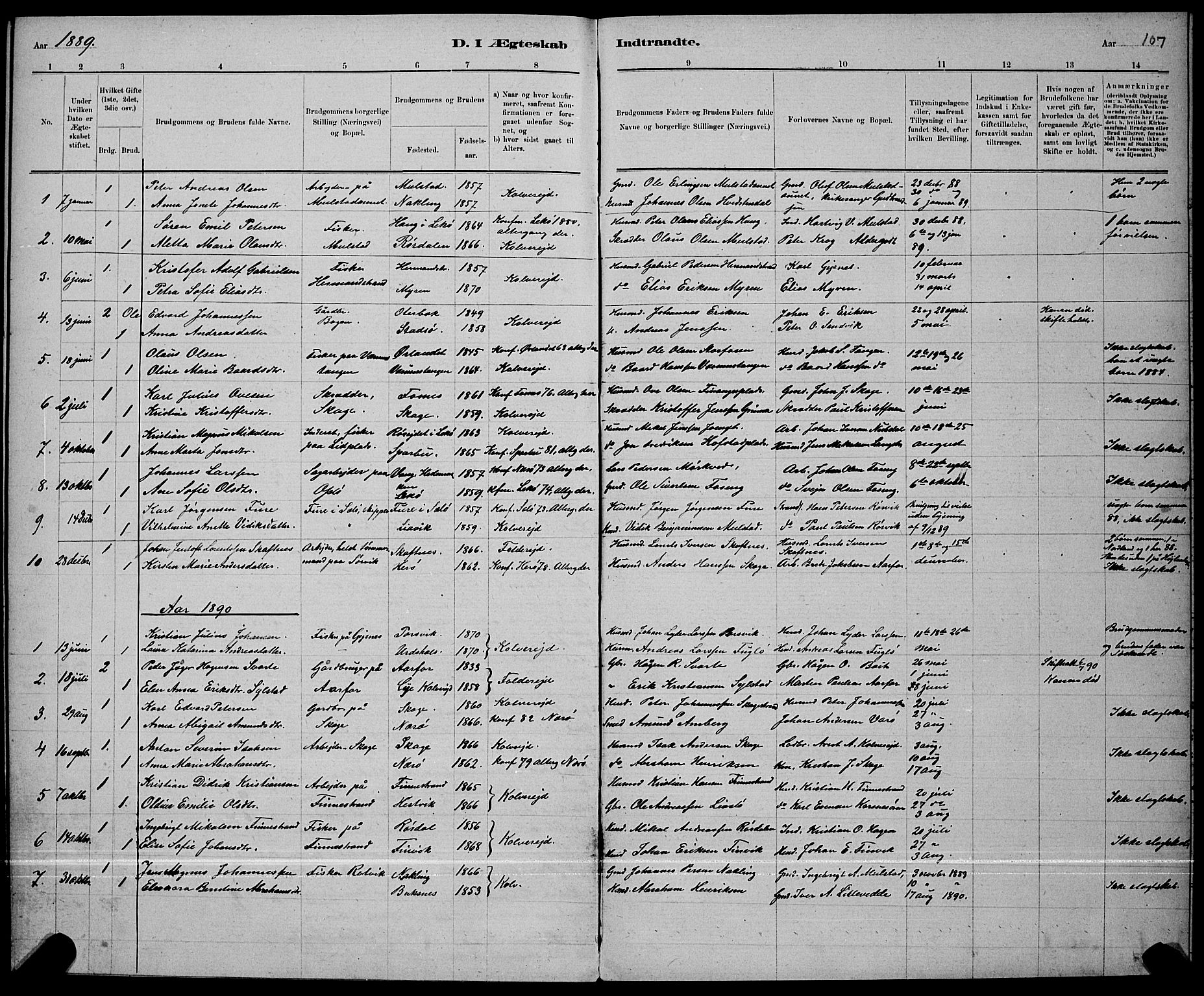 Ministerialprotokoller, klokkerbøker og fødselsregistre - Nord-Trøndelag, SAT/A-1458/780/L0651: Klokkerbok nr. 780C03, 1884-1898, s. 107