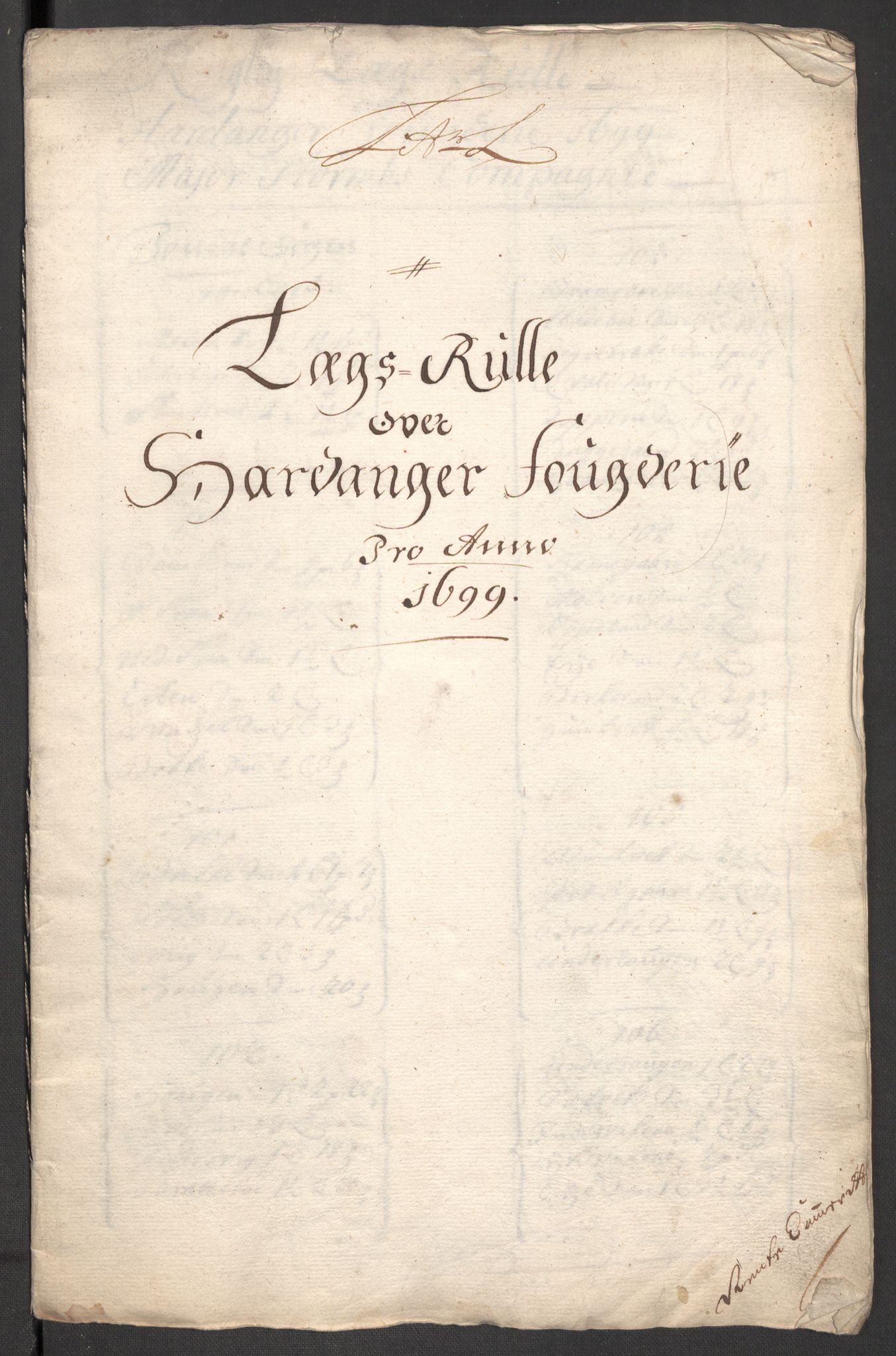 Rentekammeret inntil 1814, Reviderte regnskaper, Fogderegnskap, RA/EA-4092/R48/L2978: Fogderegnskap Sunnhordland og Hardanger, 1699, s. 189
