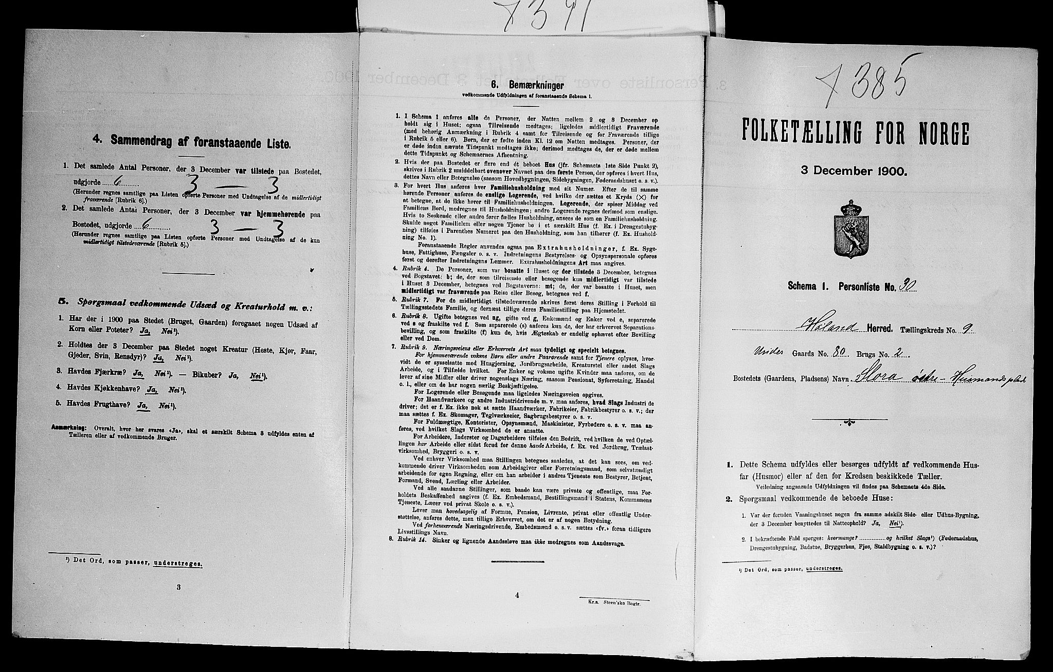 SAO, Folketelling 1900 for 0221 Høland herred, 1900