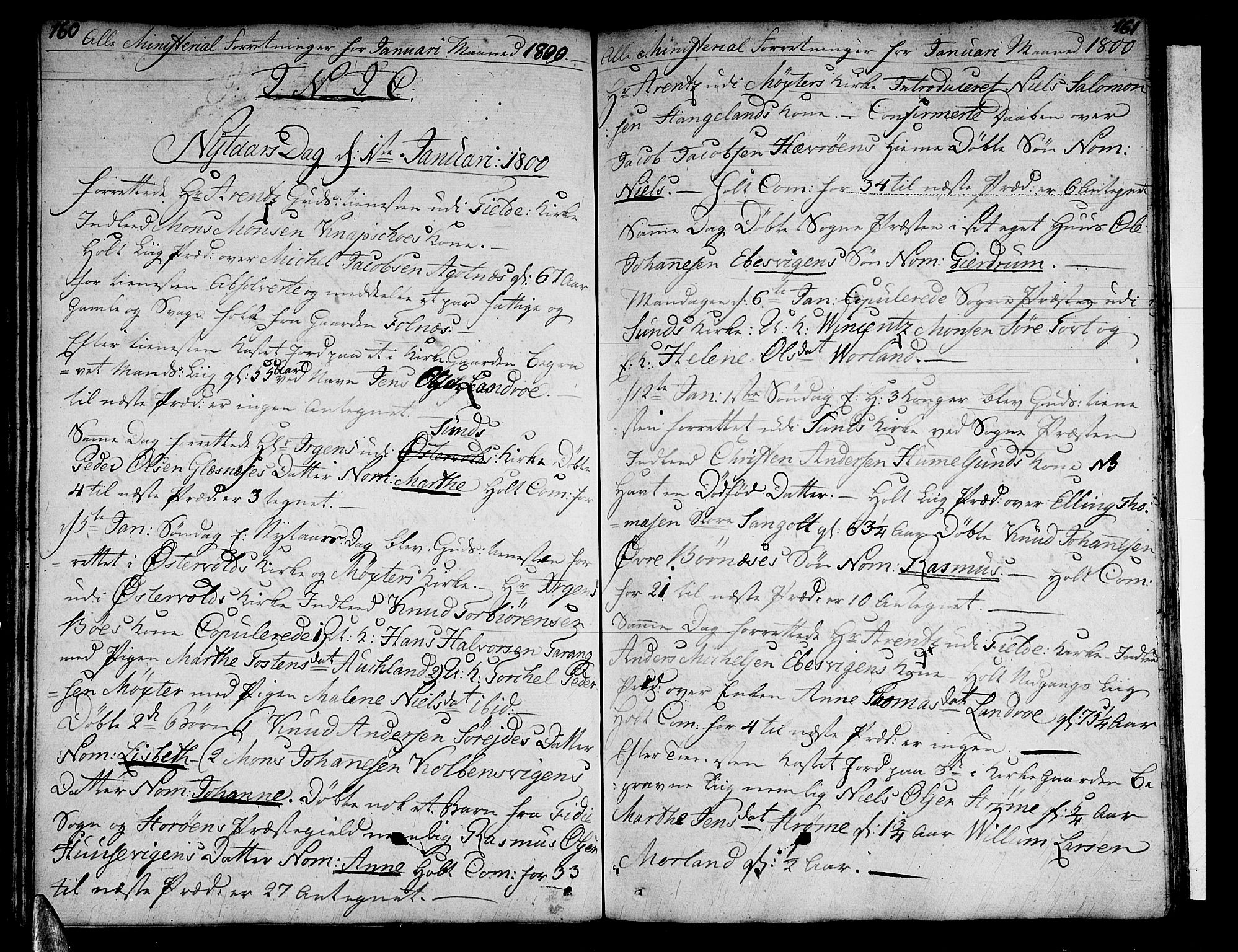Sund sokneprestembete, AV/SAB-A-99930: Ministerialbok nr. A 7, 1796-1815, s. 160-161