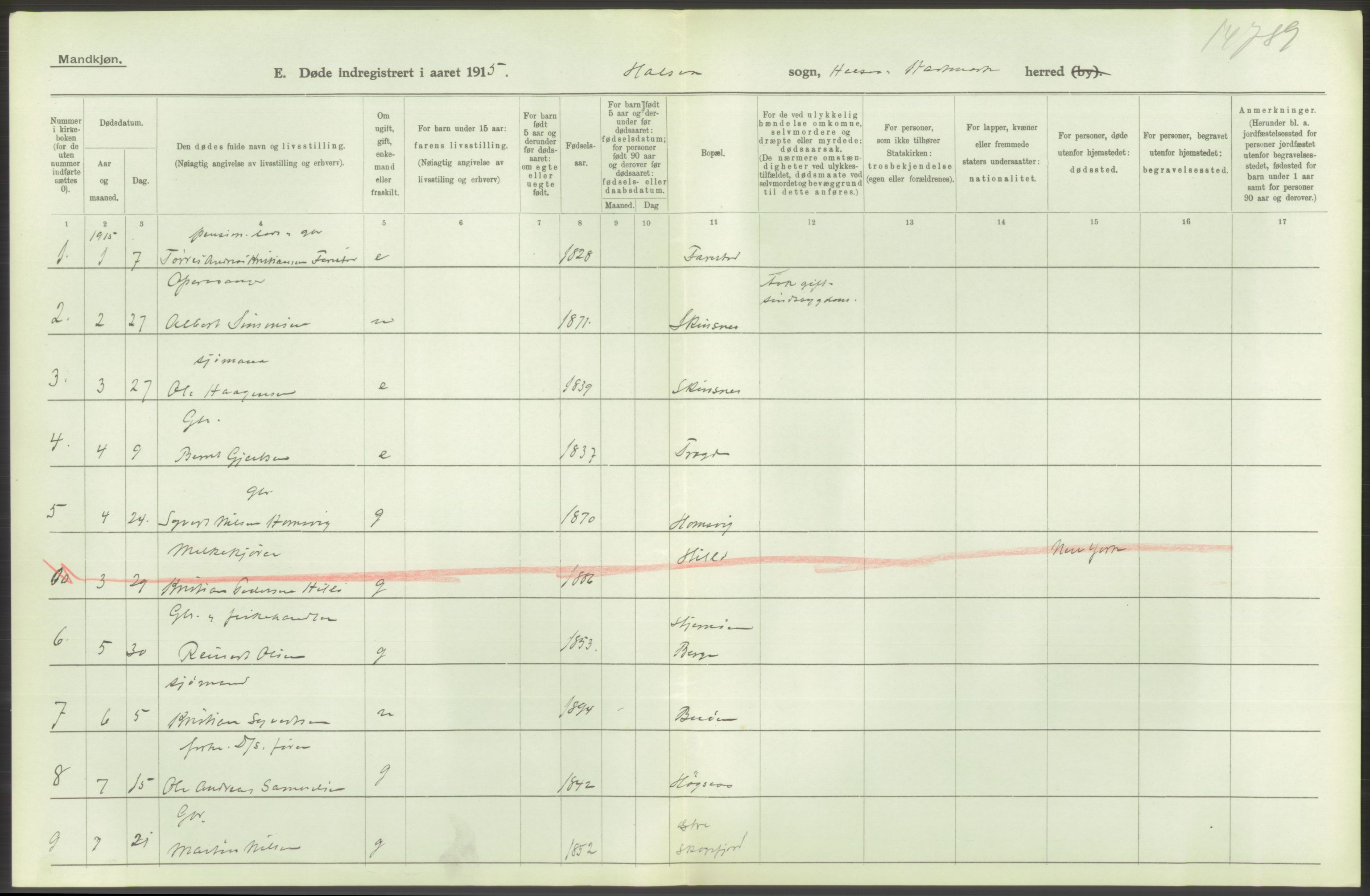 Statistisk sentralbyrå, Sosiodemografiske emner, Befolkning, AV/RA-S-2228/D/Df/Dfb/Dfbe/L0026: Lister og Mandals amt: Døde, dødfødte. Bygder og byer., 1915, s. 98