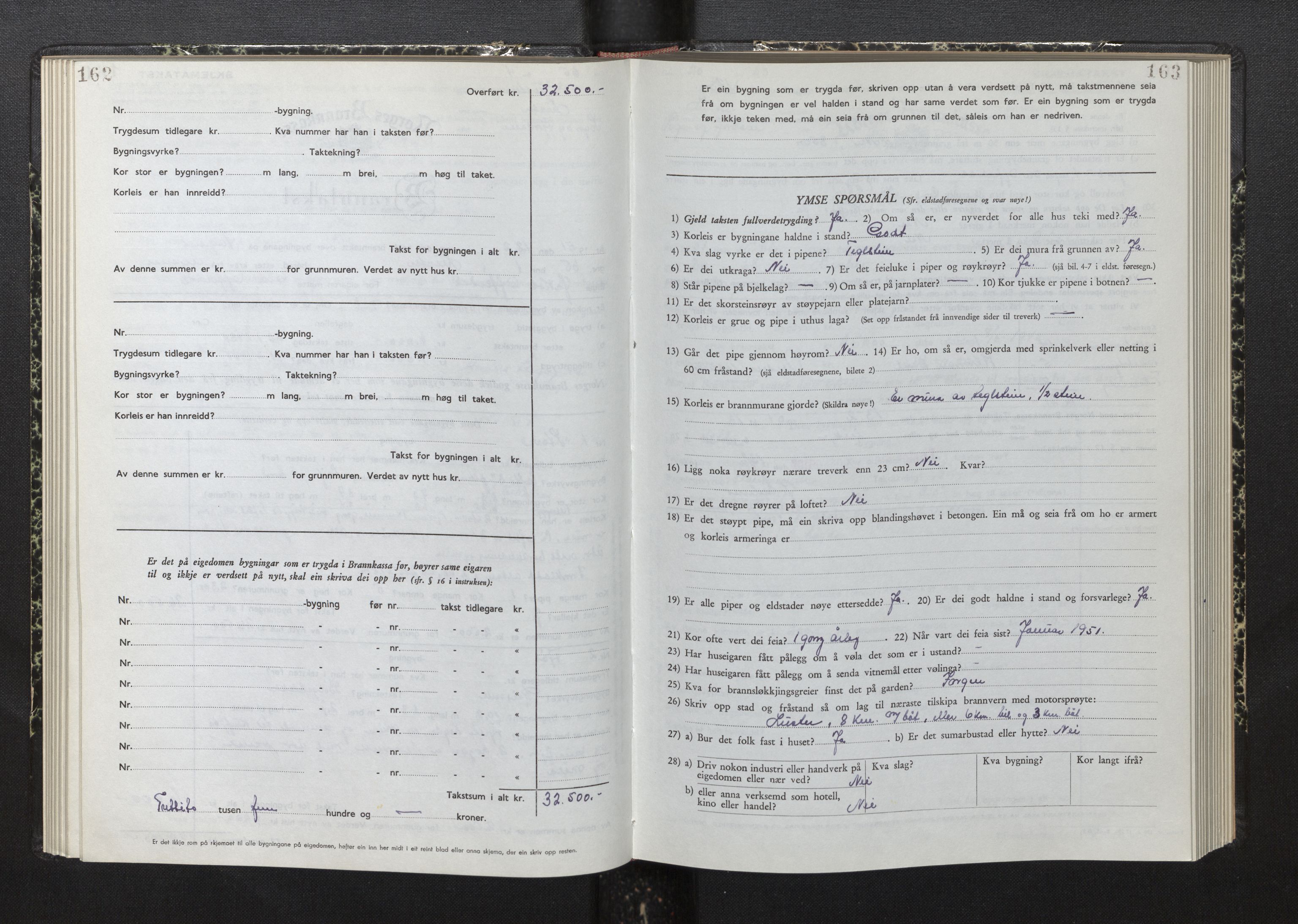 Lensmannen i Luster, AV/SAB-A-29301/0012/L0008: Branntakstprotokoll, skjematakst, 1949-1955, s. 162-163