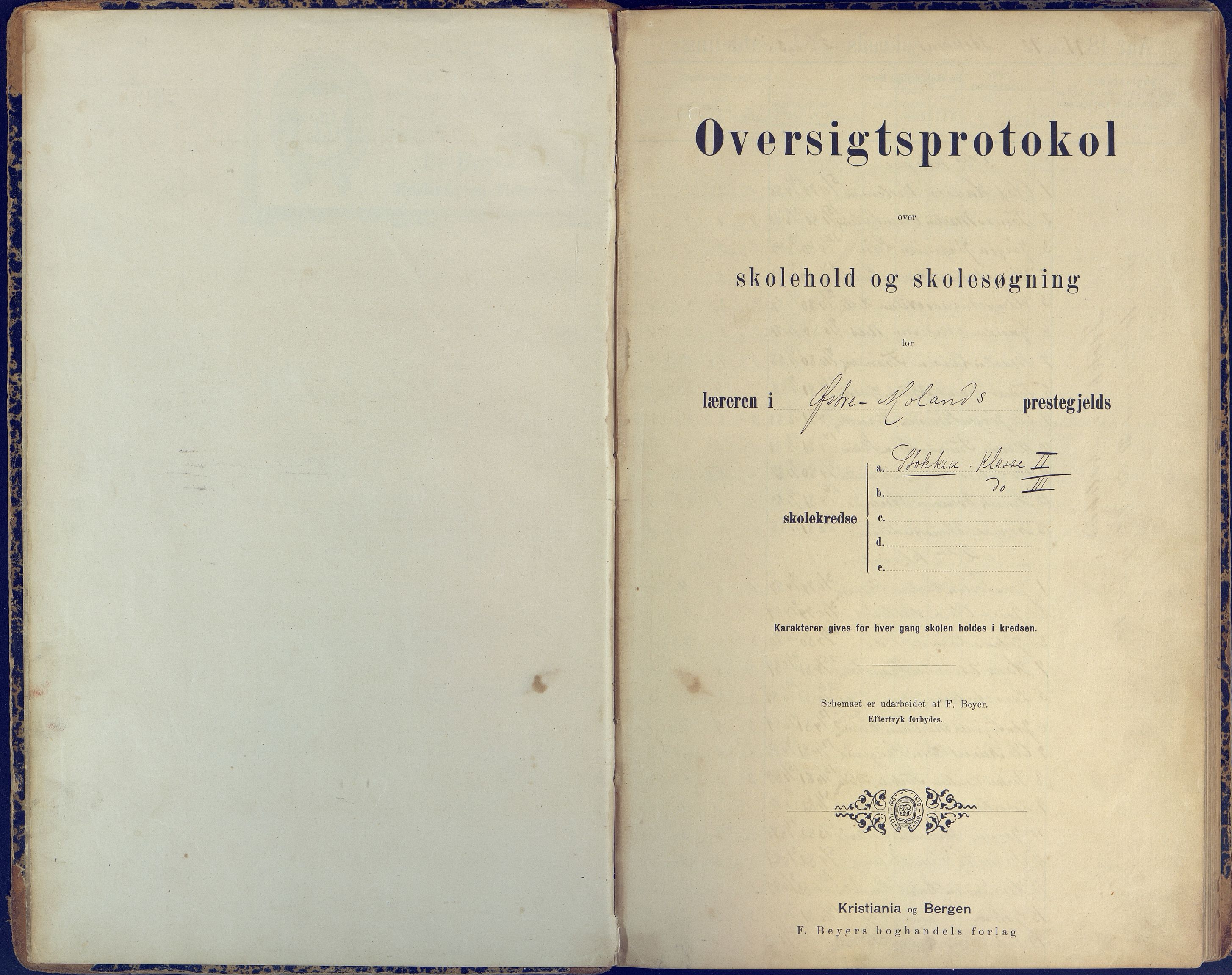 Stokken kommune, AAKS/KA0917-PK/04/04c/L0008: Skoleprotokoll  nederste avd., 1891-1937