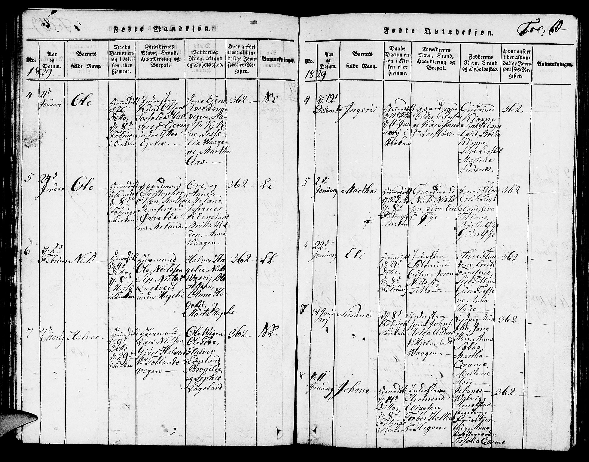Hjelmeland sokneprestkontor, AV/SAST-A-101843/01/V/L0001: Klokkerbok nr. B 1, 1816-1841, s. 60