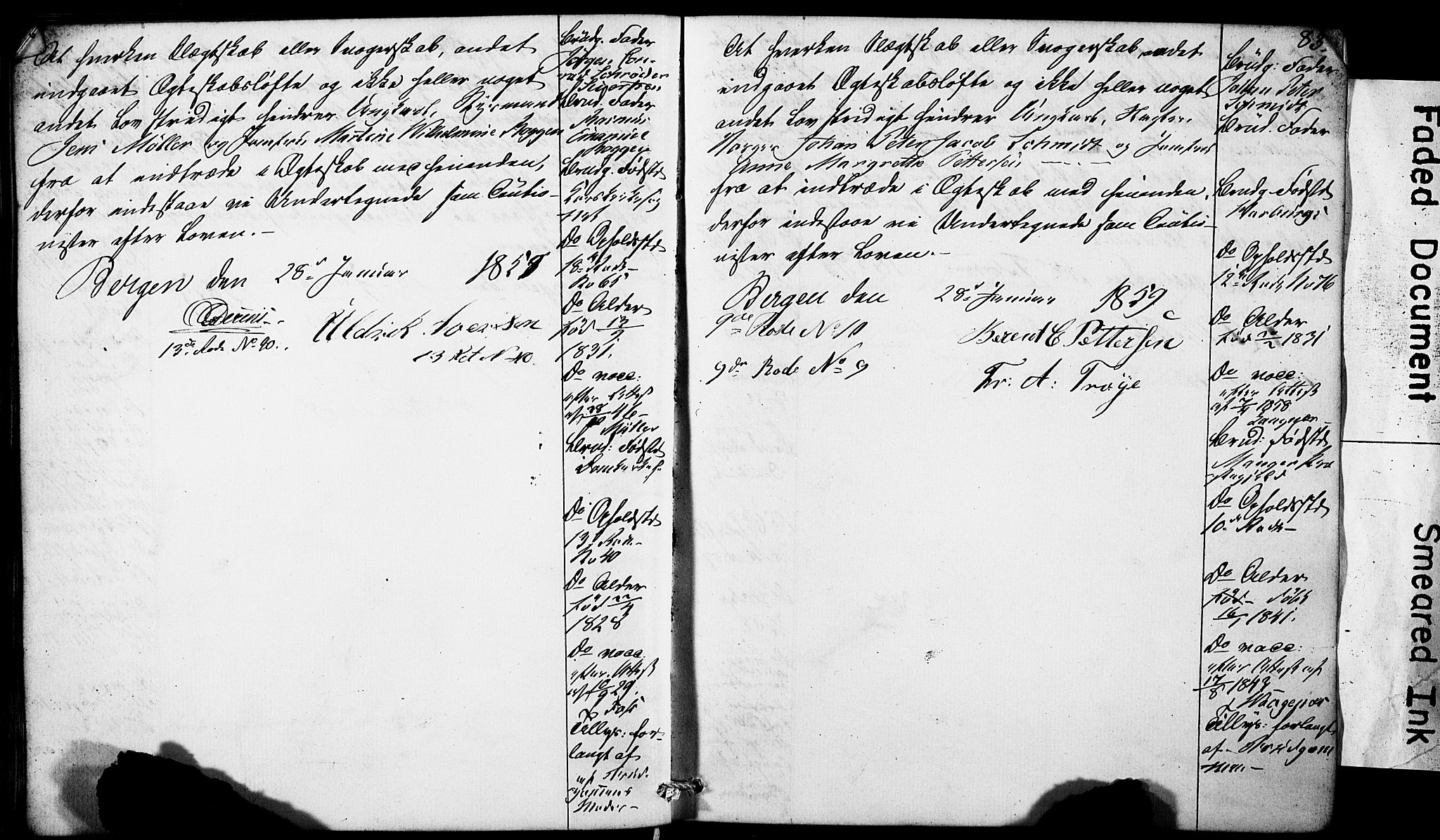 Domkirken sokneprestembete, SAB/A-74801: Forlovererklæringer nr. II.5.5, 1857-1863, s. 83