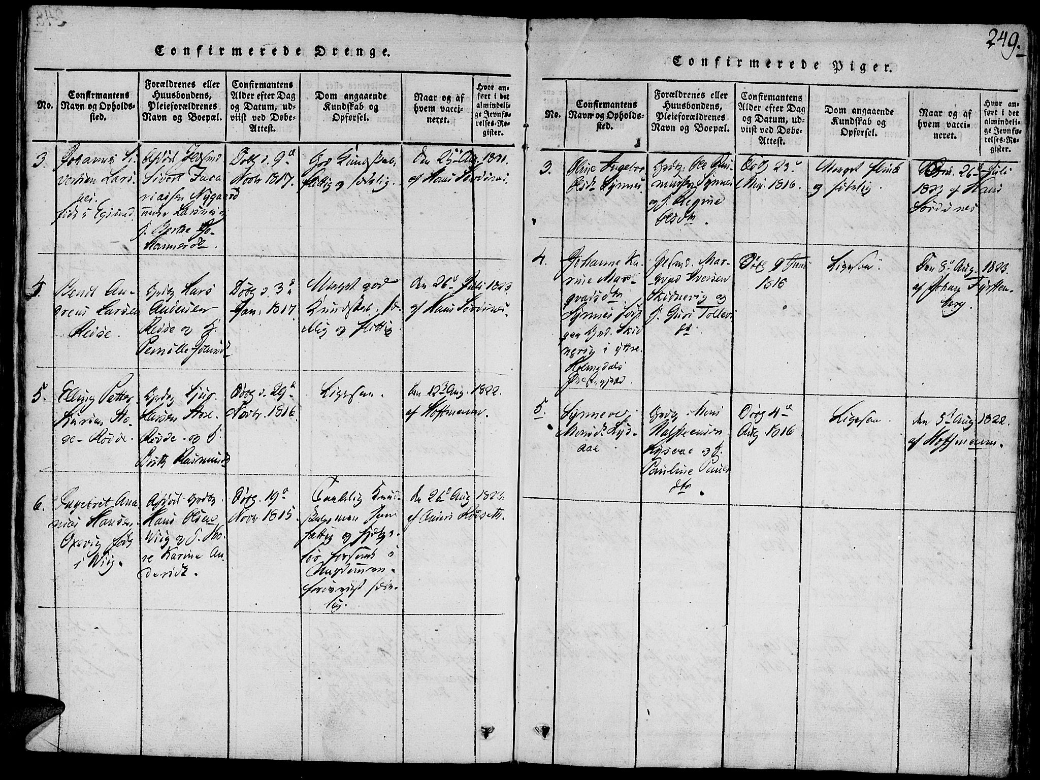 Ministerialprotokoller, klokkerbøker og fødselsregistre - Møre og Romsdal, SAT/A-1454/504/L0054: Ministerialbok nr. 504A01, 1816-1861, s. 249