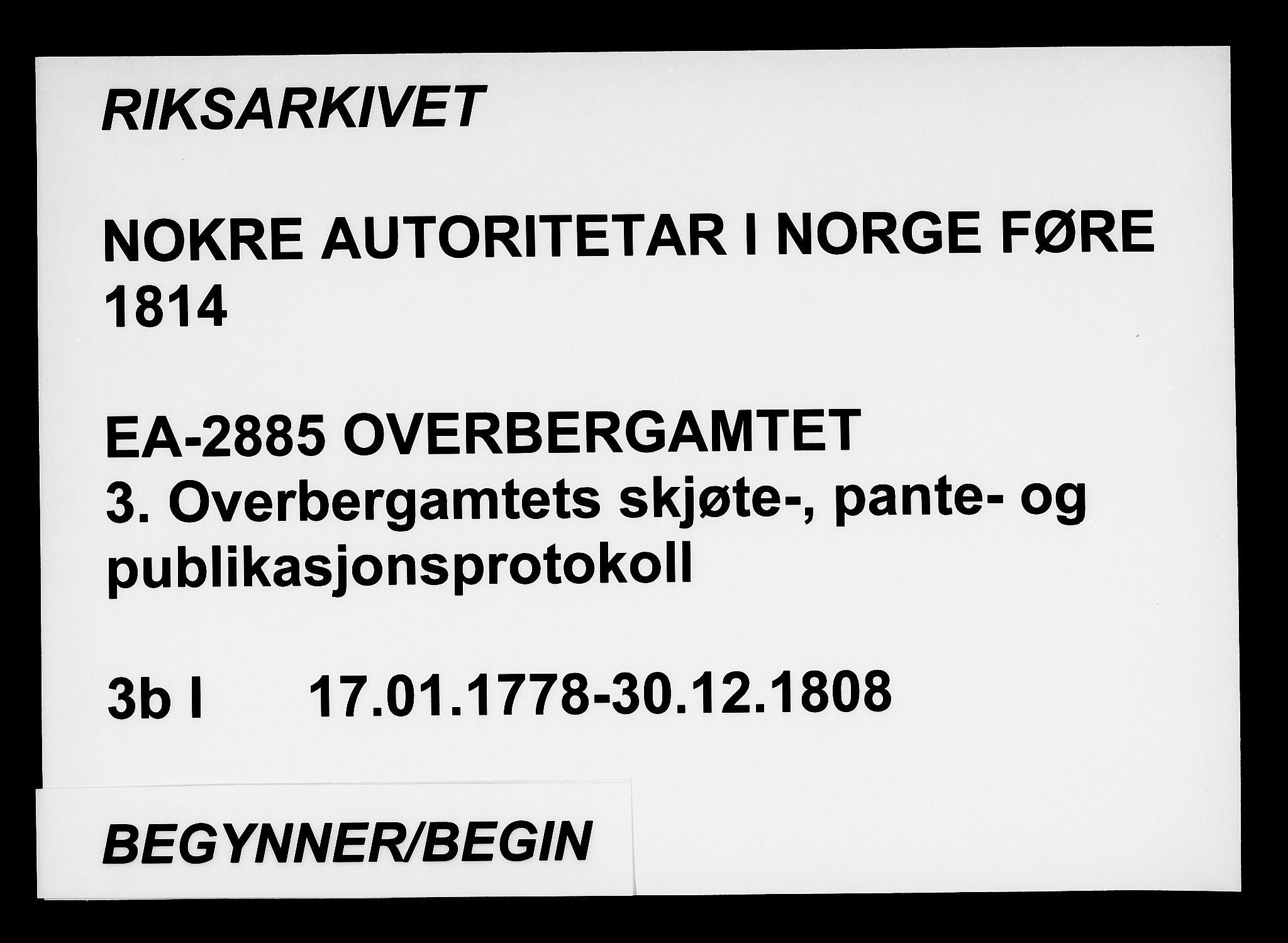 Overbergamtet 1621-1830, SAKO/EA-2885/K/Kd/L0002: Pantebok nr. 3b I, 1778-1808