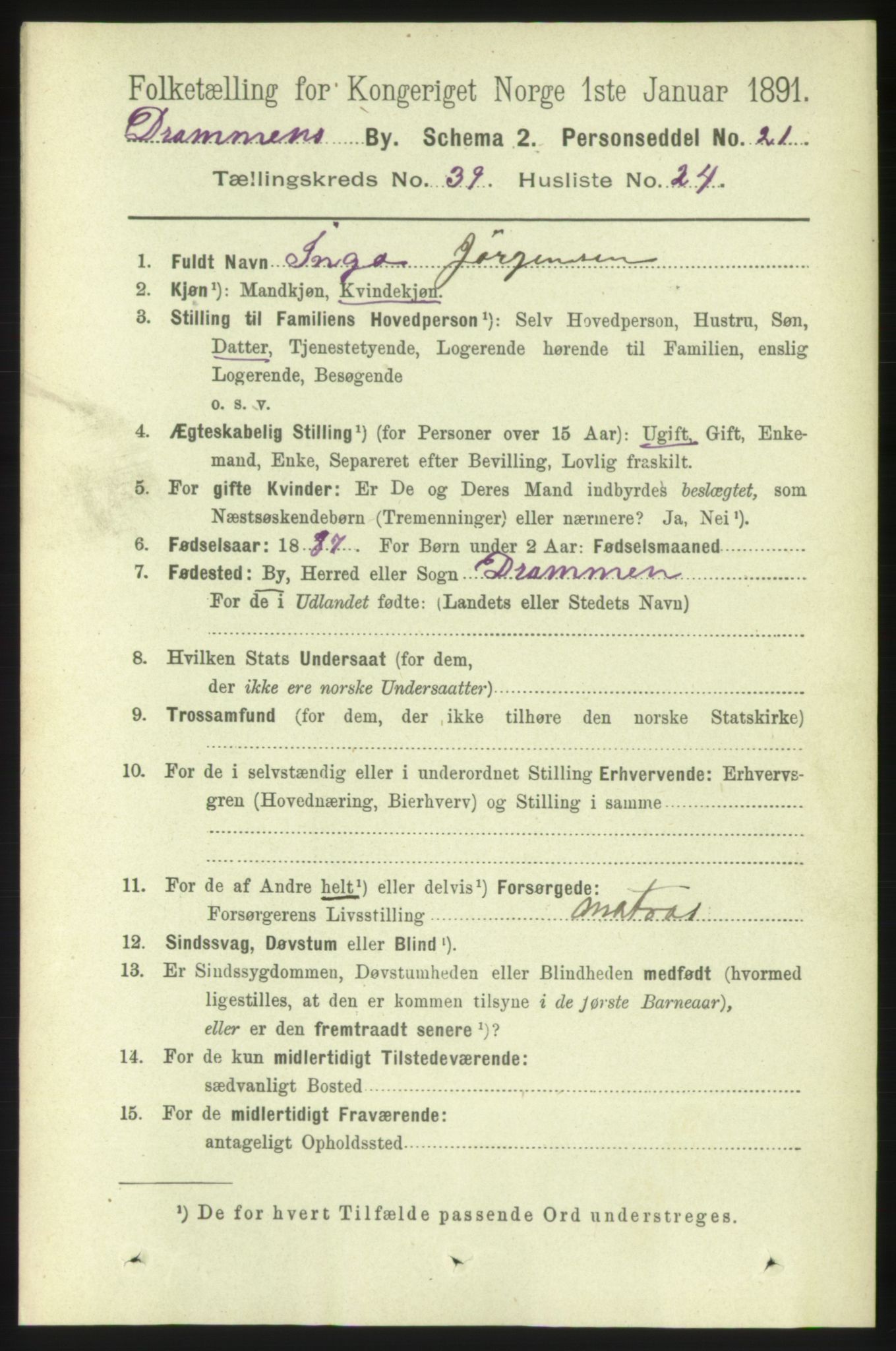 RA, Folketelling 1891 for 0602 Drammen kjøpstad, 1891, s. 23592