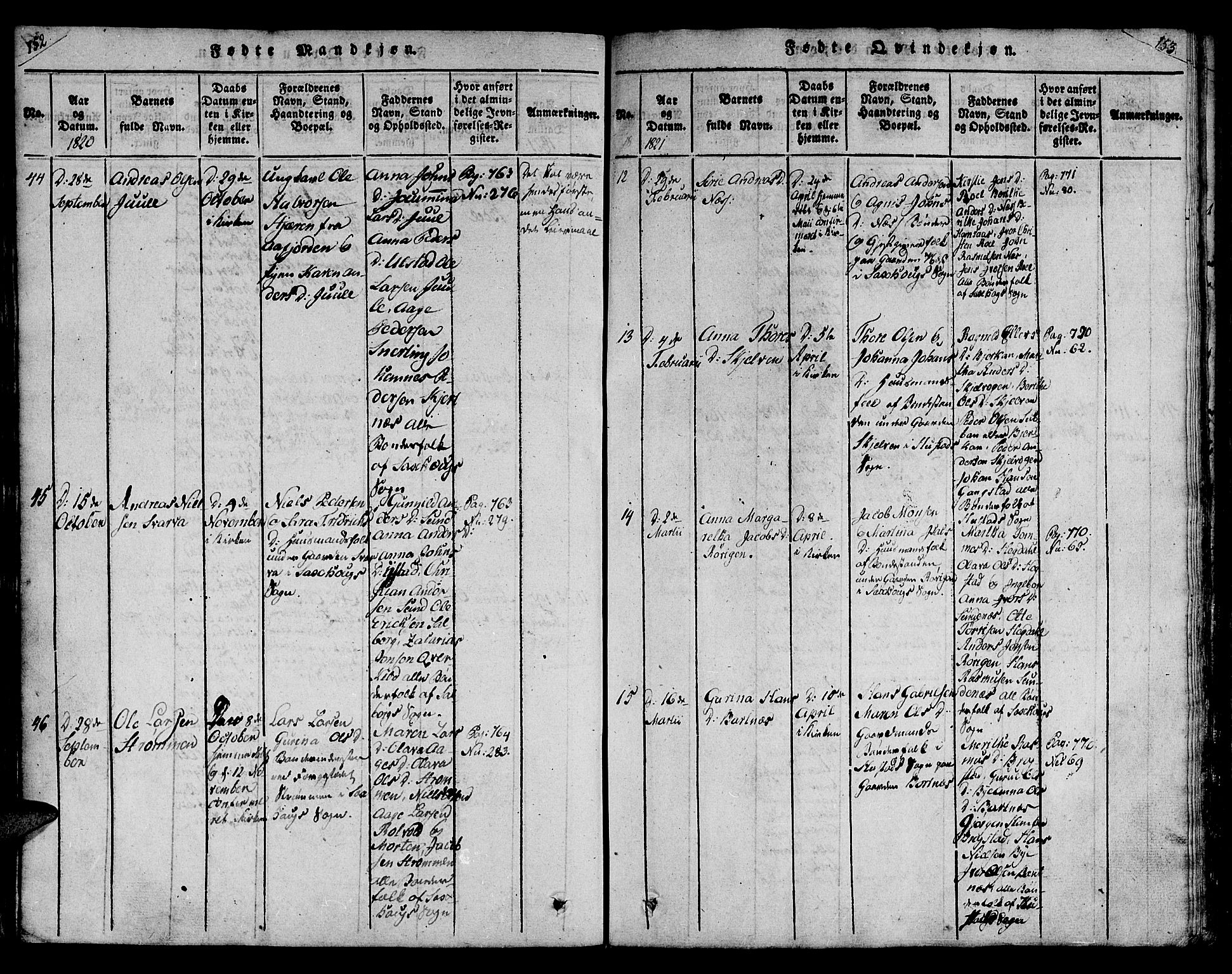 Ministerialprotokoller, klokkerbøker og fødselsregistre - Nord-Trøndelag, AV/SAT-A-1458/730/L0275: Ministerialbok nr. 730A04, 1816-1822, s. 152-153