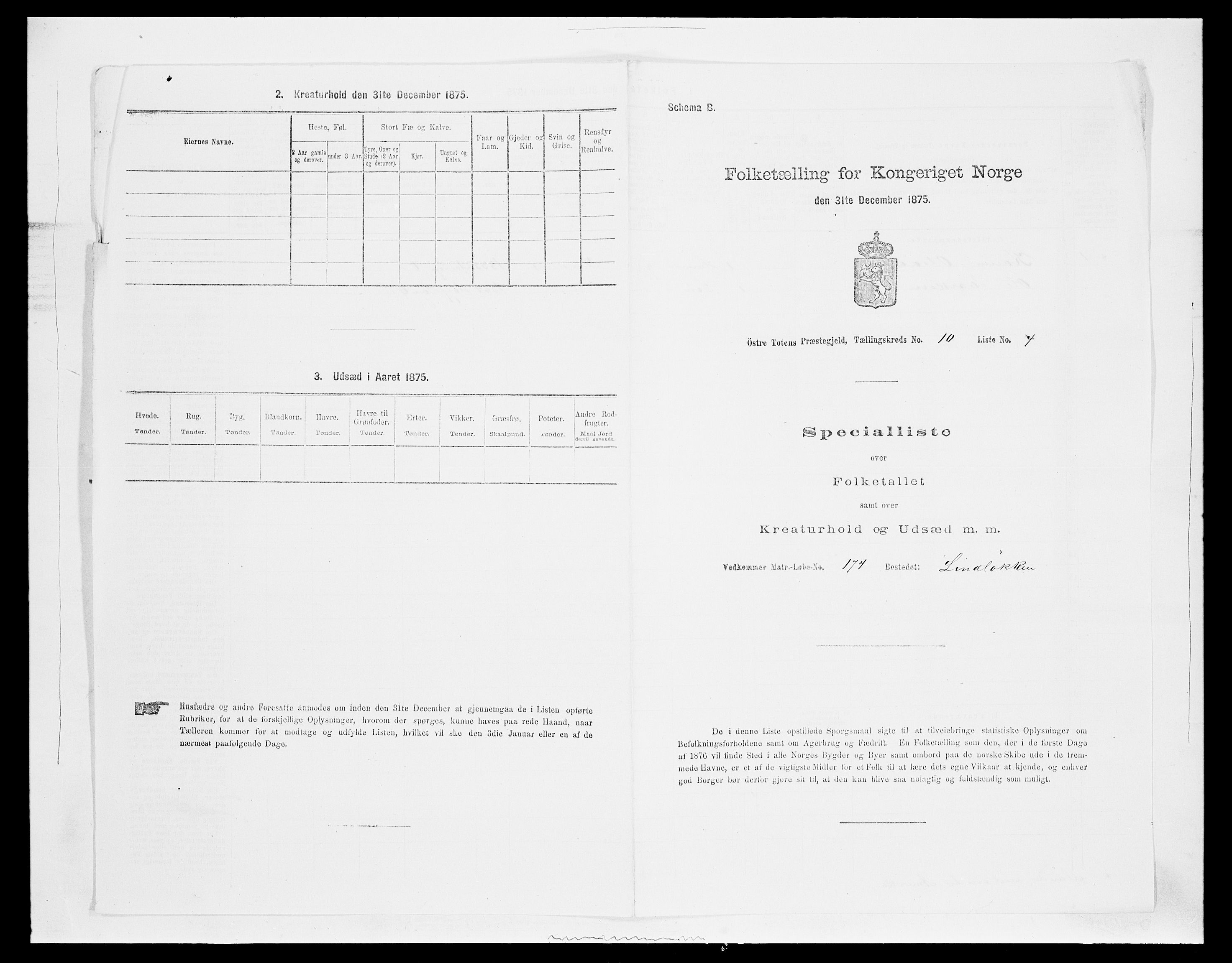 SAH, Folketelling 1875 for 0528P Østre Toten prestegjeld, 1875, s. 1826