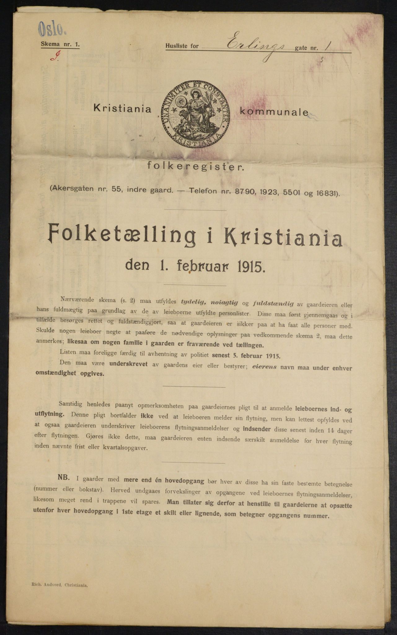 OBA, Kommunal folketelling 1.2.1915 for Kristiania, 1915, s. 21543