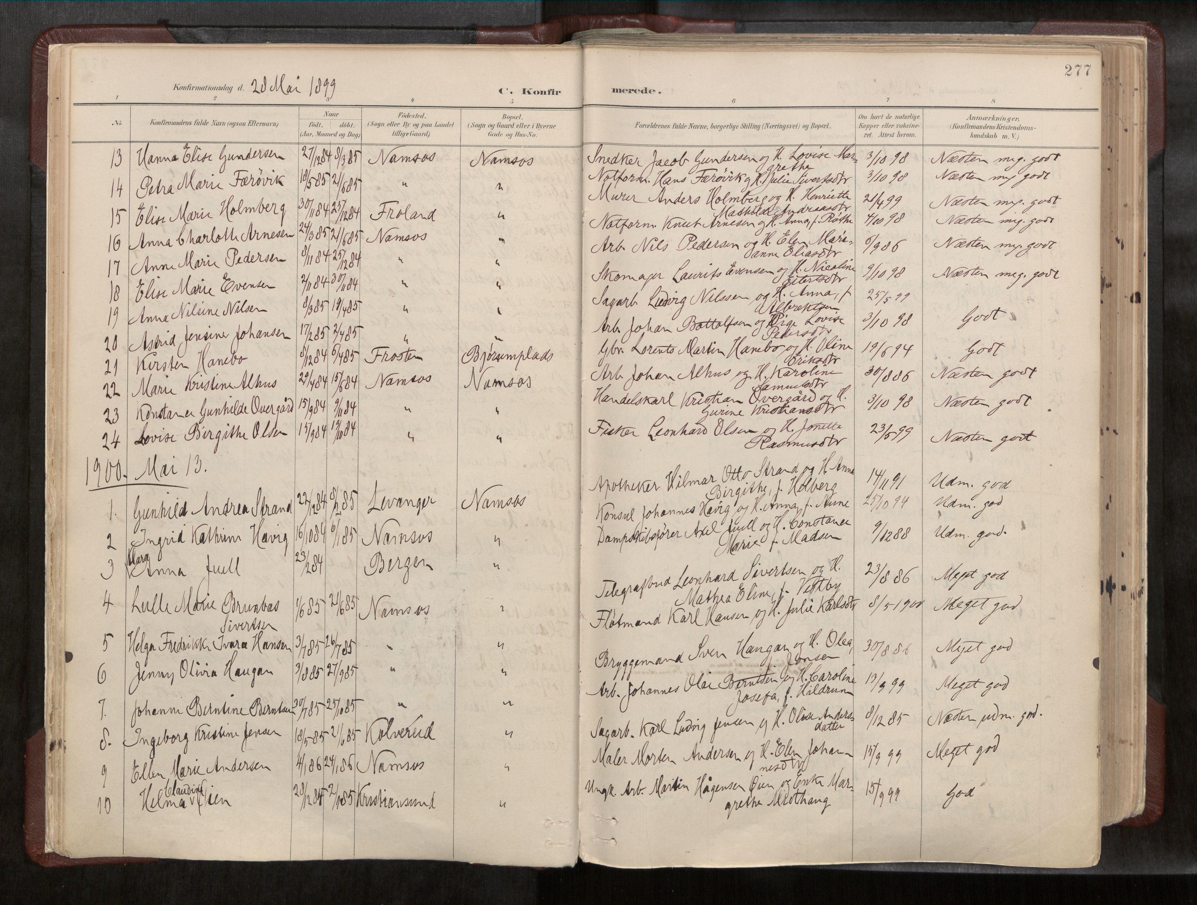 Ministerialprotokoller, klokkerbøker og fødselsregistre - Nord-Trøndelag, AV/SAT-A-1458/768/L0579a: Ministerialbok nr. 768A14, 1887-1931, s. 277