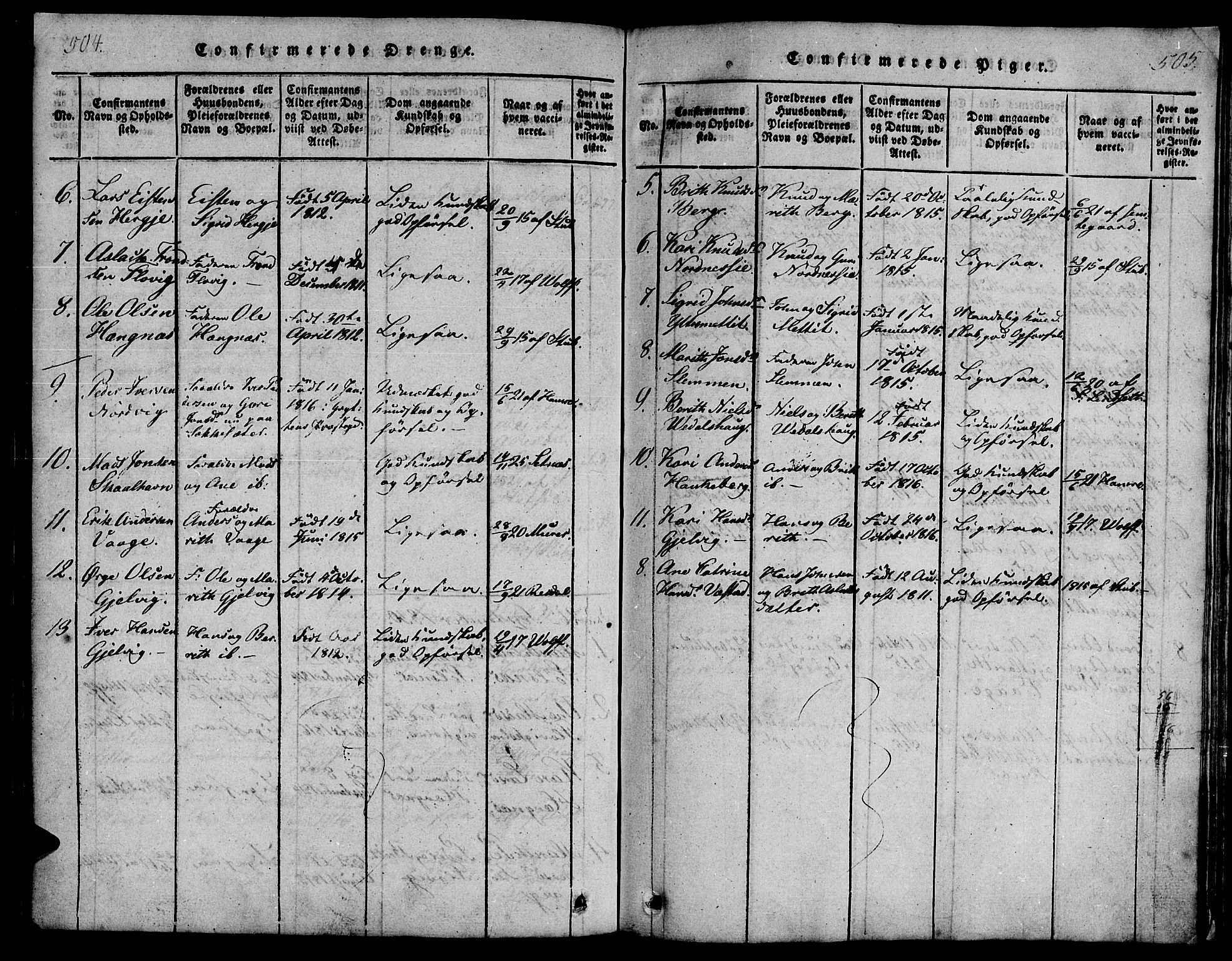 Ministerialprotokoller, klokkerbøker og fødselsregistre - Møre og Romsdal, AV/SAT-A-1454/547/L0602: Ministerialbok nr. 547A04, 1818-1845, s. 504-505