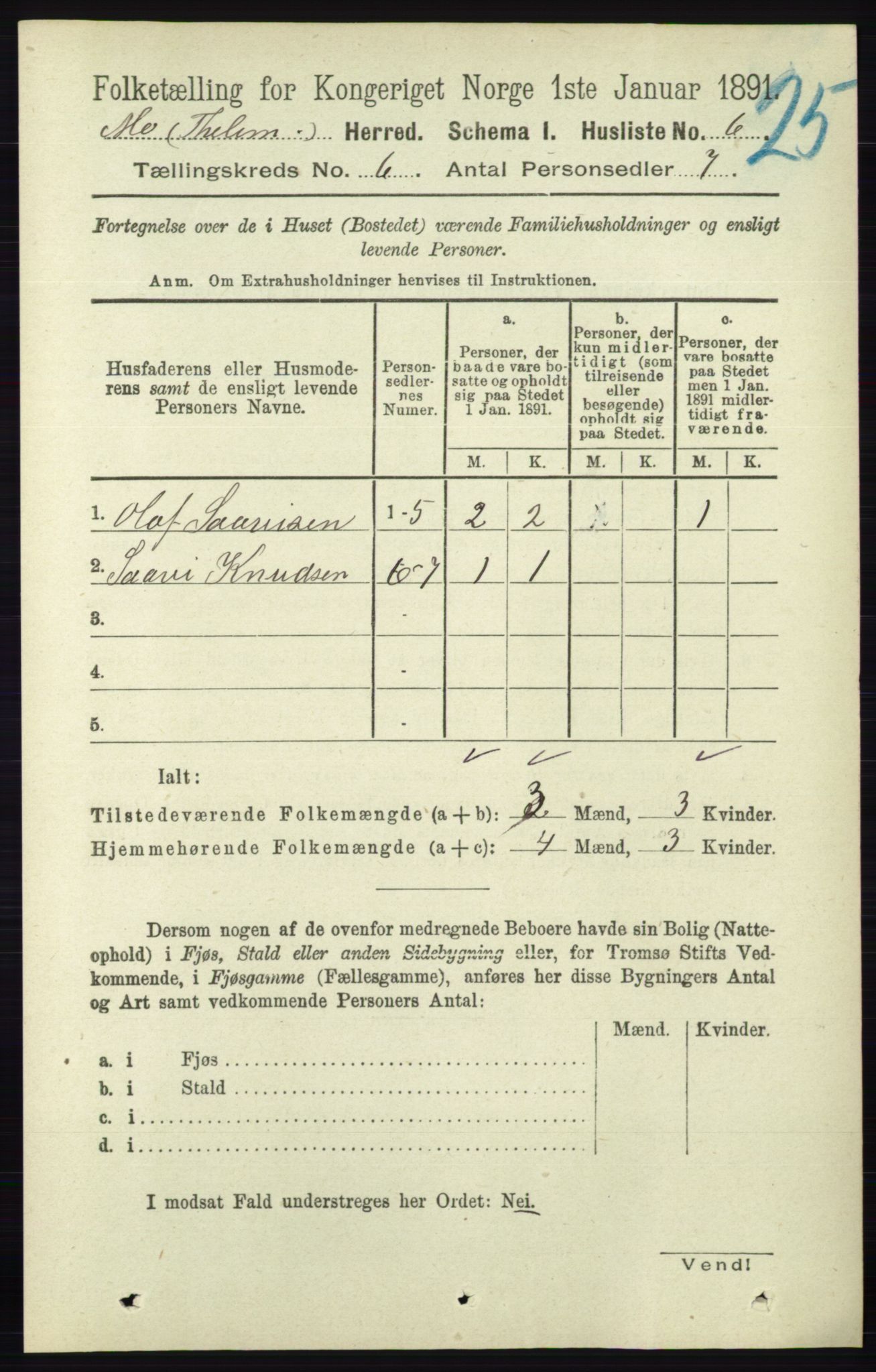 RA, Folketelling 1891 for 0832 Mo herred, 1891, s. 1487