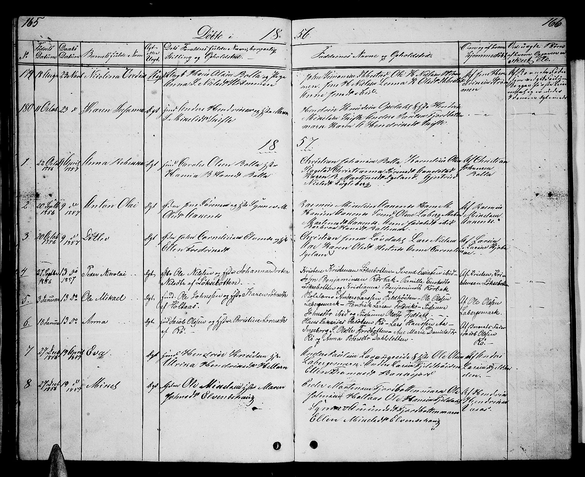 Ibestad sokneprestembete, AV/SATØ-S-0077/H/Ha/Hab/L0004klokker: Klokkerbok nr. 4, 1852-1860, s. 165-166