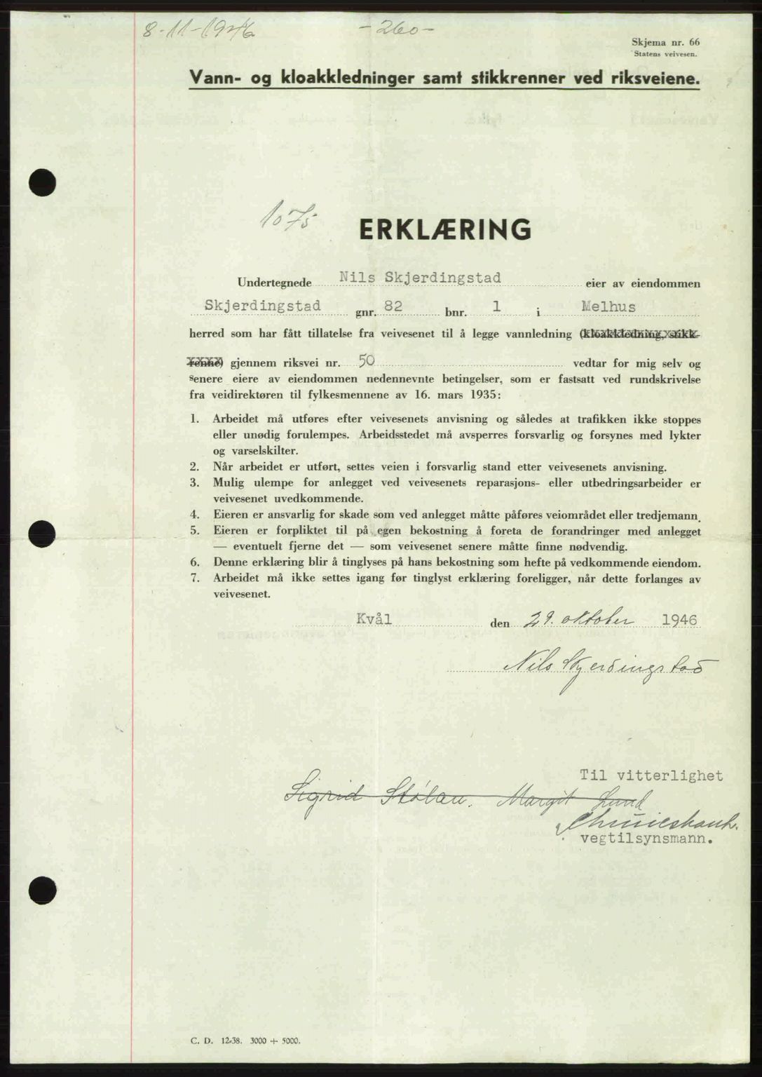 Gauldal sorenskriveri, SAT/A-0014/1/2/2C: Pantebok nr. A2, 1946-1946, Dagboknr: 1075/1946