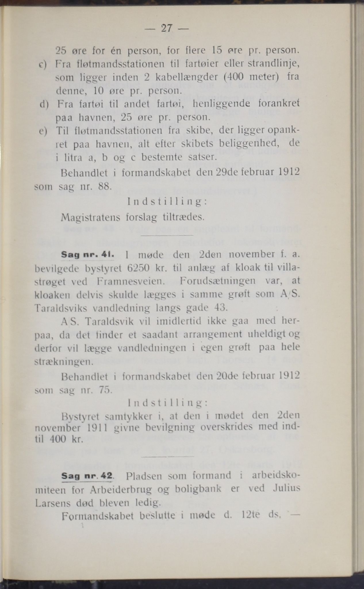 Narvik kommune. Formannskap , AIN/K-18050.150/A/Ab/L0002: Møtebok, 1912