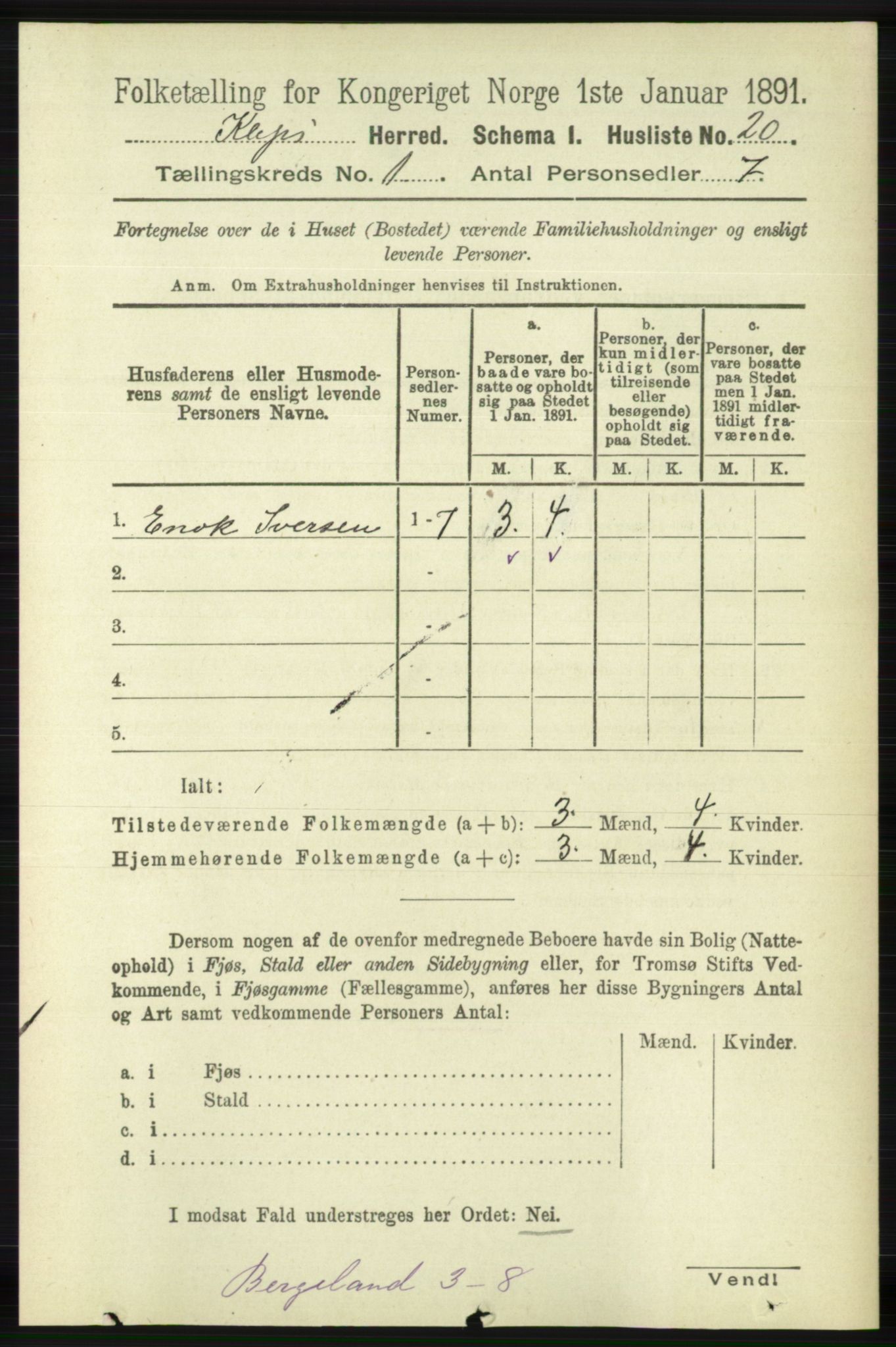 RA, Folketelling 1891 for 1120 Klepp herred, 1891, s. 47