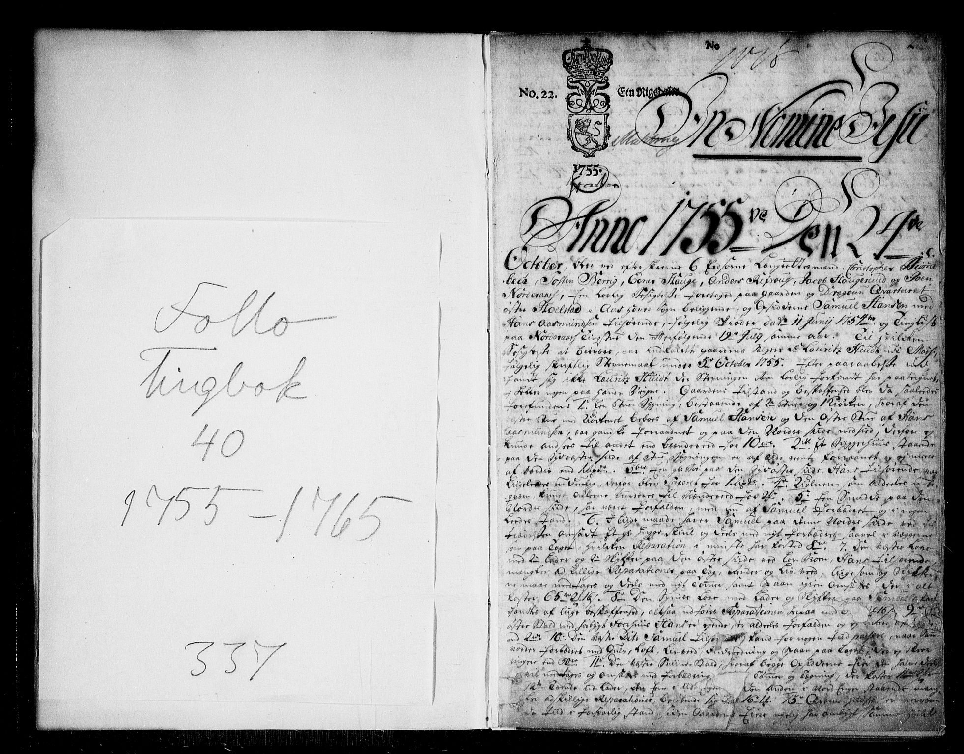 Follo sorenskriveri, SAO/A-10274/F/Fb/Fba/L0040: Tingbok, 1755-1765, s. 2a