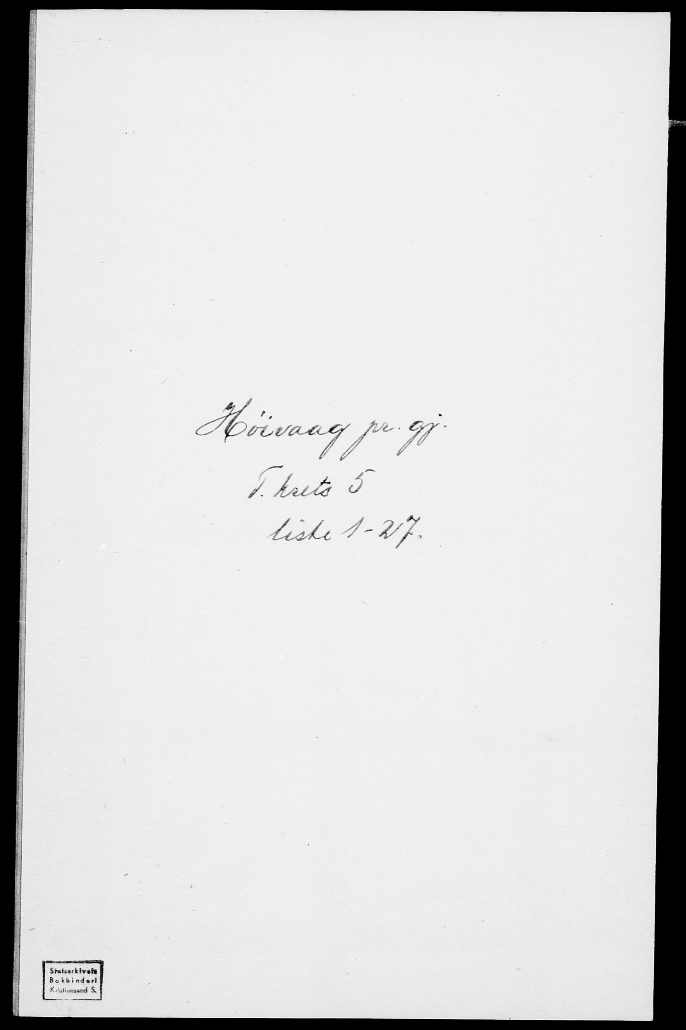 SAK, Folketelling 1875 for 0927P Høvåg prestegjeld, 1875, s. 611