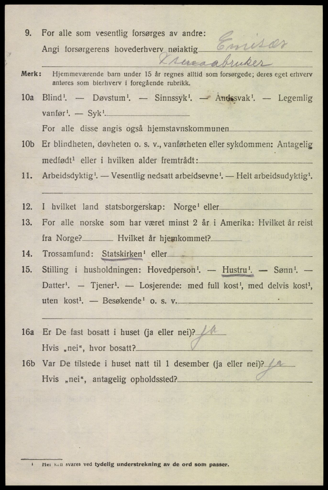 SAK, Folketelling 1920 for 1030 Spangereid herred, 1920, s. 3152