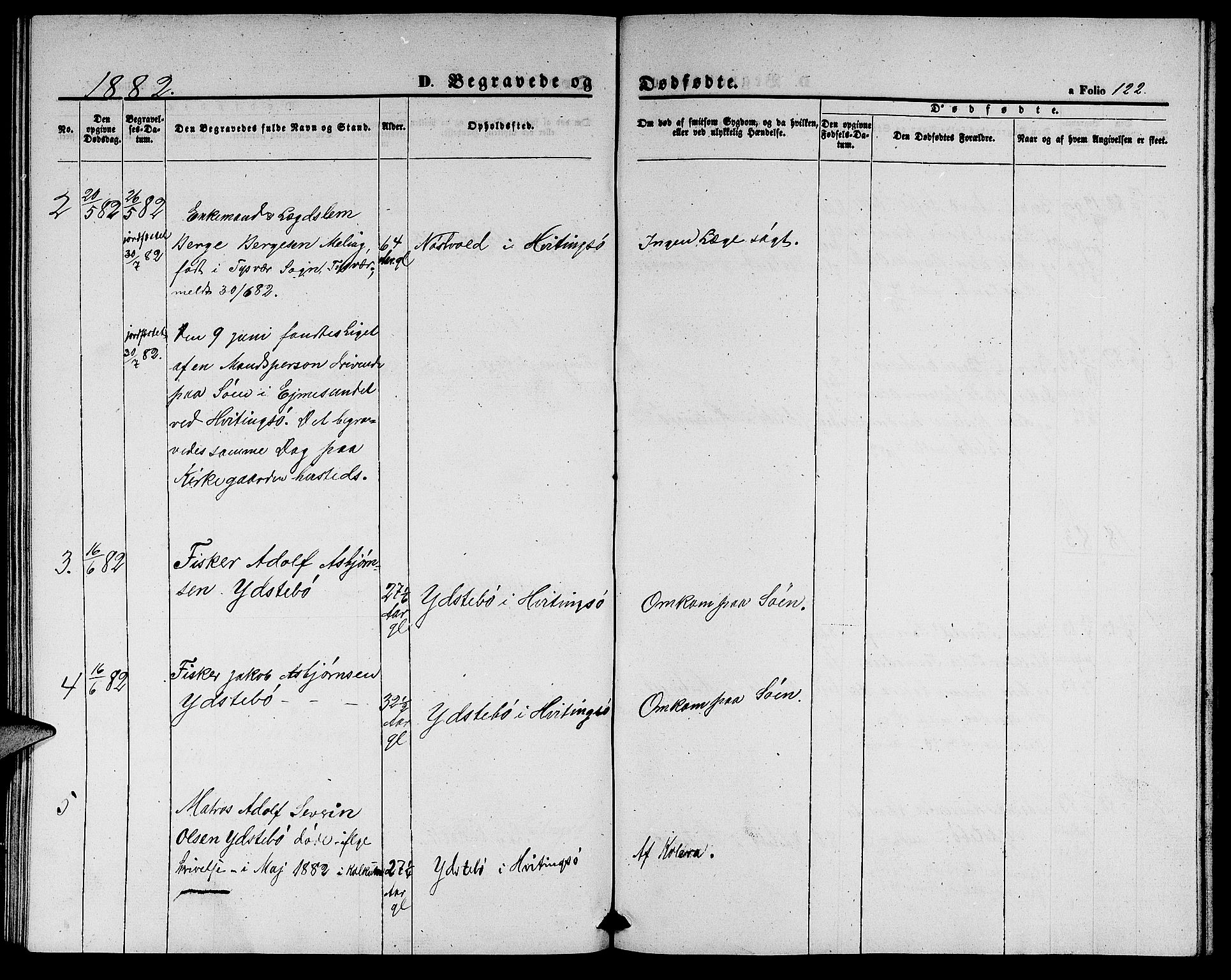Rennesøy sokneprestkontor, SAST/A -101827/H/Ha/Hab/L0003: Klokkerbok nr. B 3, 1855-1888, s. 122