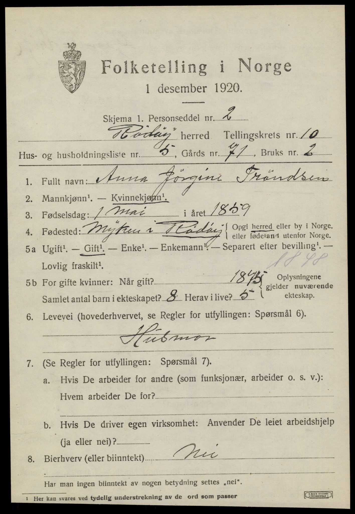 SAT, Folketelling 1920 for 1836 Rødøy herred, 1920, s. 5636