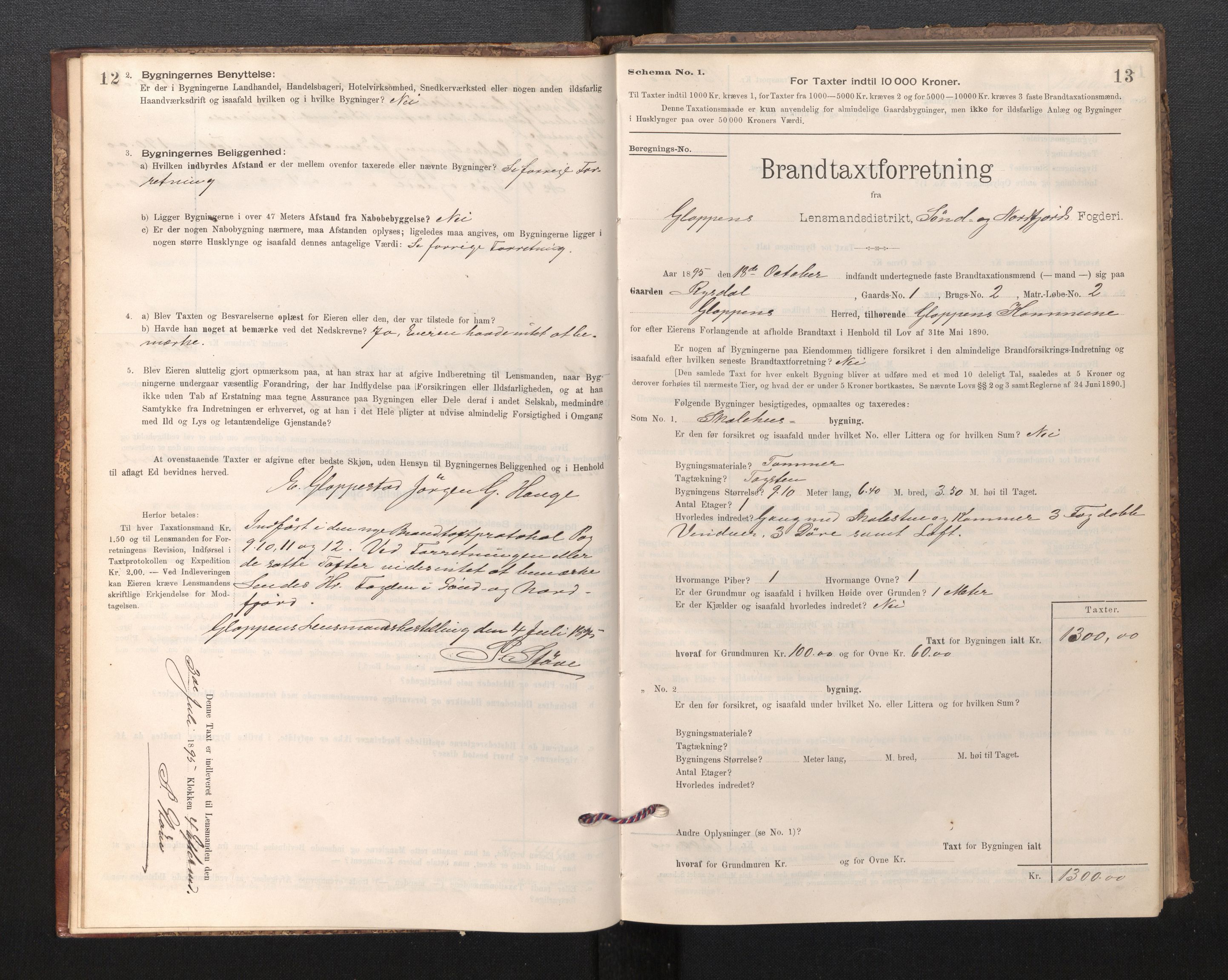 Lensmannen i Gloppen og Breim, AV/SAB-A-27801/0012/L0003: Branntakstprotokoll, skjematakst, 1894-1931, s. 12-13