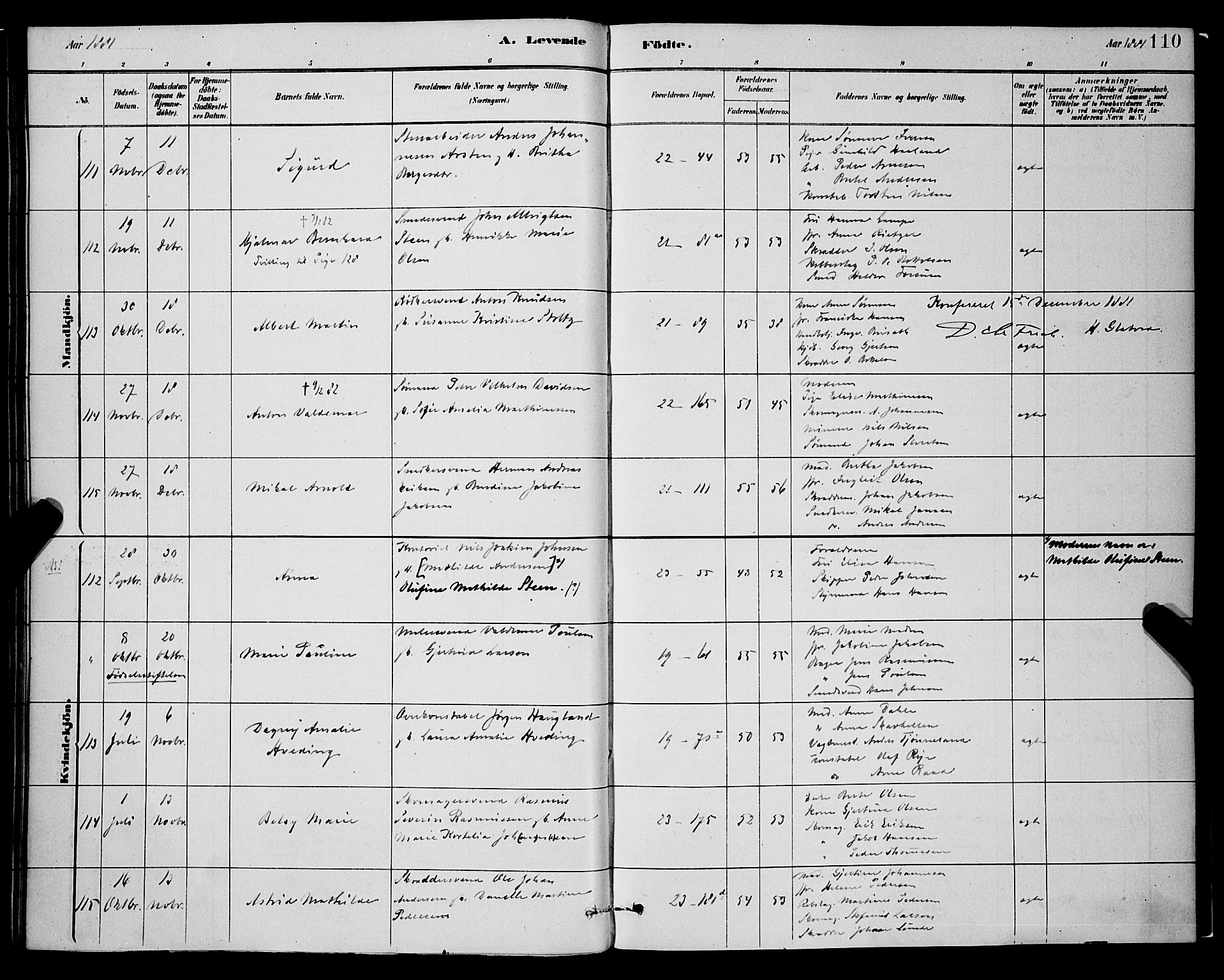 Korskirken sokneprestembete, AV/SAB-A-76101/H/Hab: Klokkerbok nr. B 8, 1878-1887, s. 110