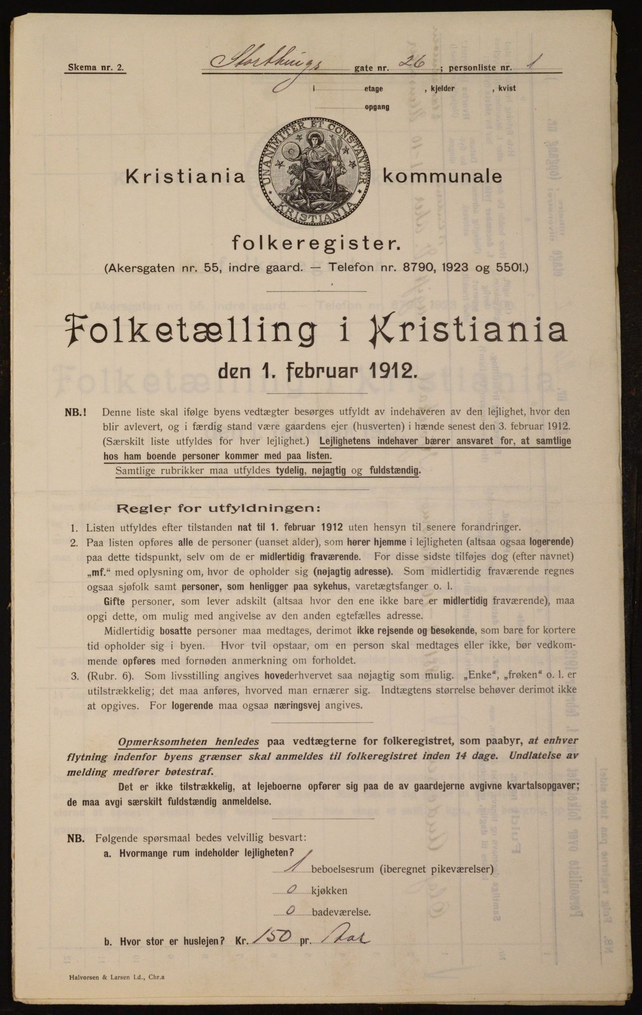 OBA, Kommunal folketelling 1.2.1912 for Kristiania, 1912, s. 103652