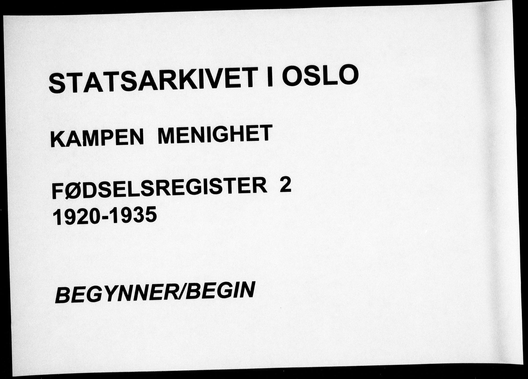 Kampen prestekontor Kirkebøker, AV/SAO-A-10853/J/Ja/L0002: Fødselsregister nr. 2, 1920-1935