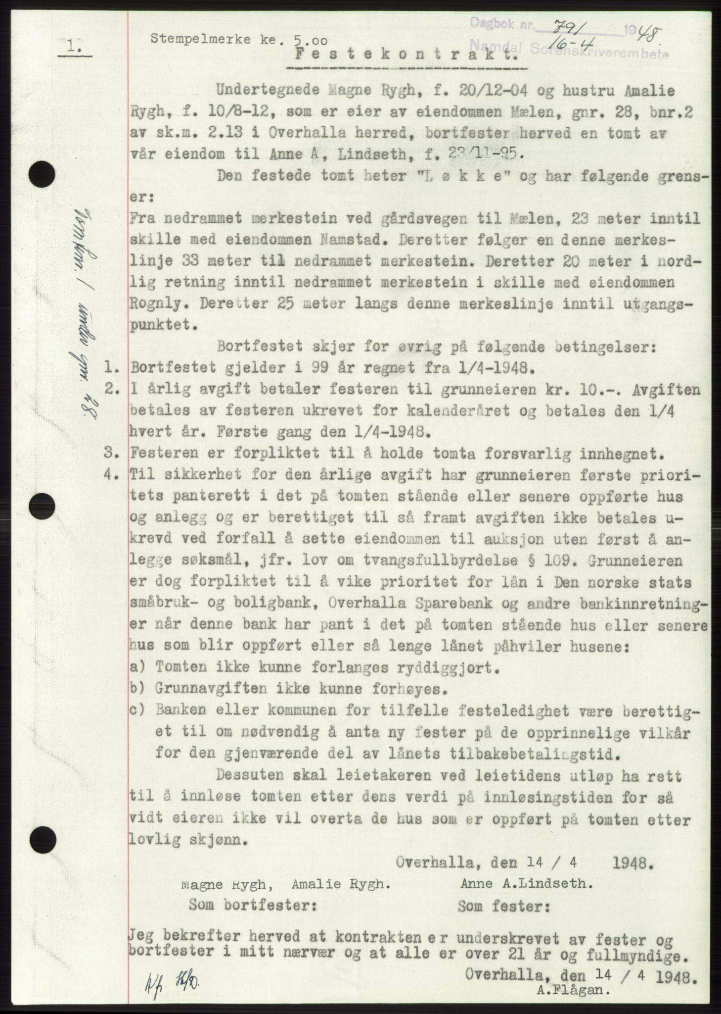Namdal sorenskriveri, SAT/A-4133/1/2/2C: Pantebok nr. -, 1947-1948, Dagboknr: 791/1948
