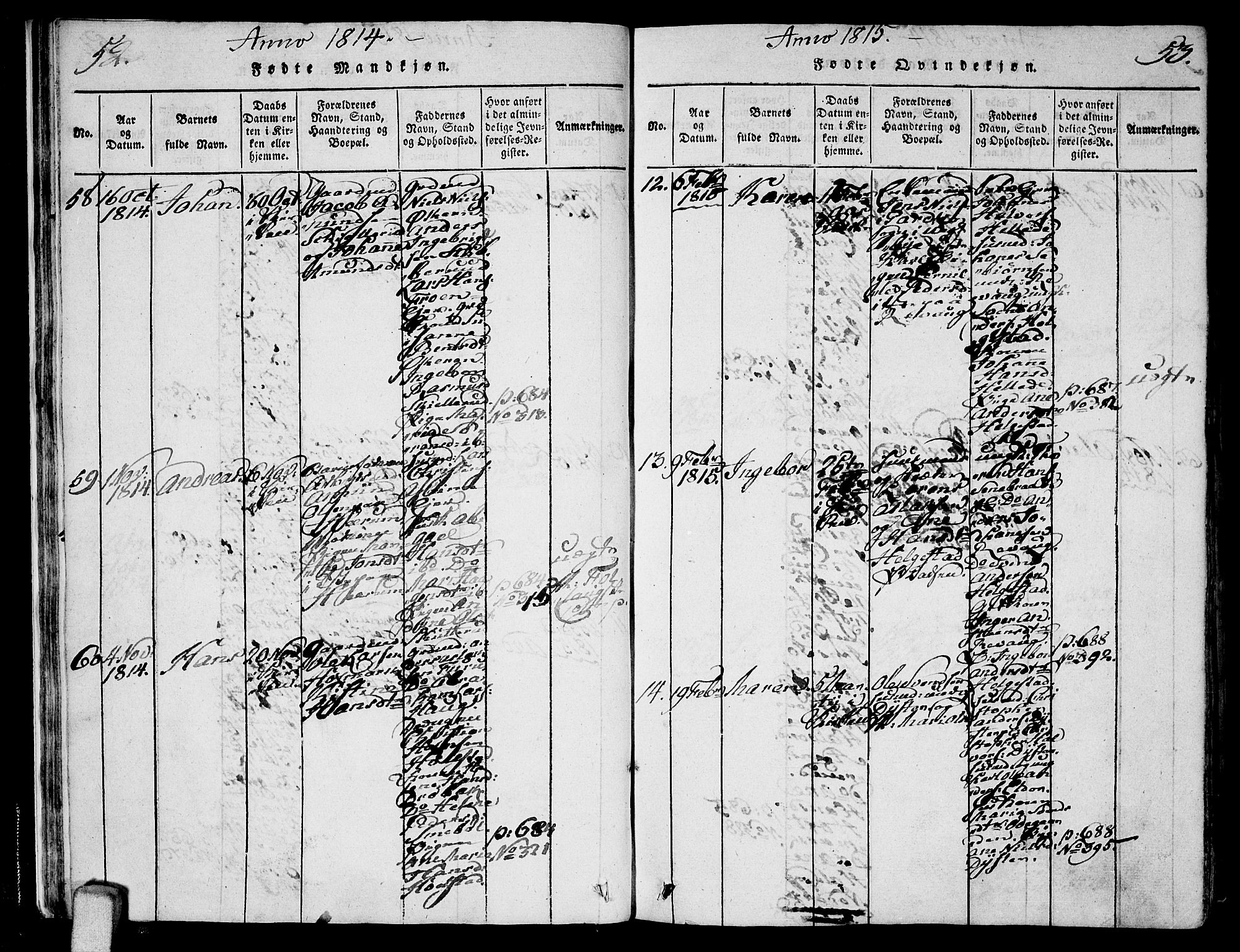 Ås prestekontor Kirkebøker, AV/SAO-A-10894/F/Fa/L0003: Ministerialbok nr. I 3, 1814-1818, s. 52-53