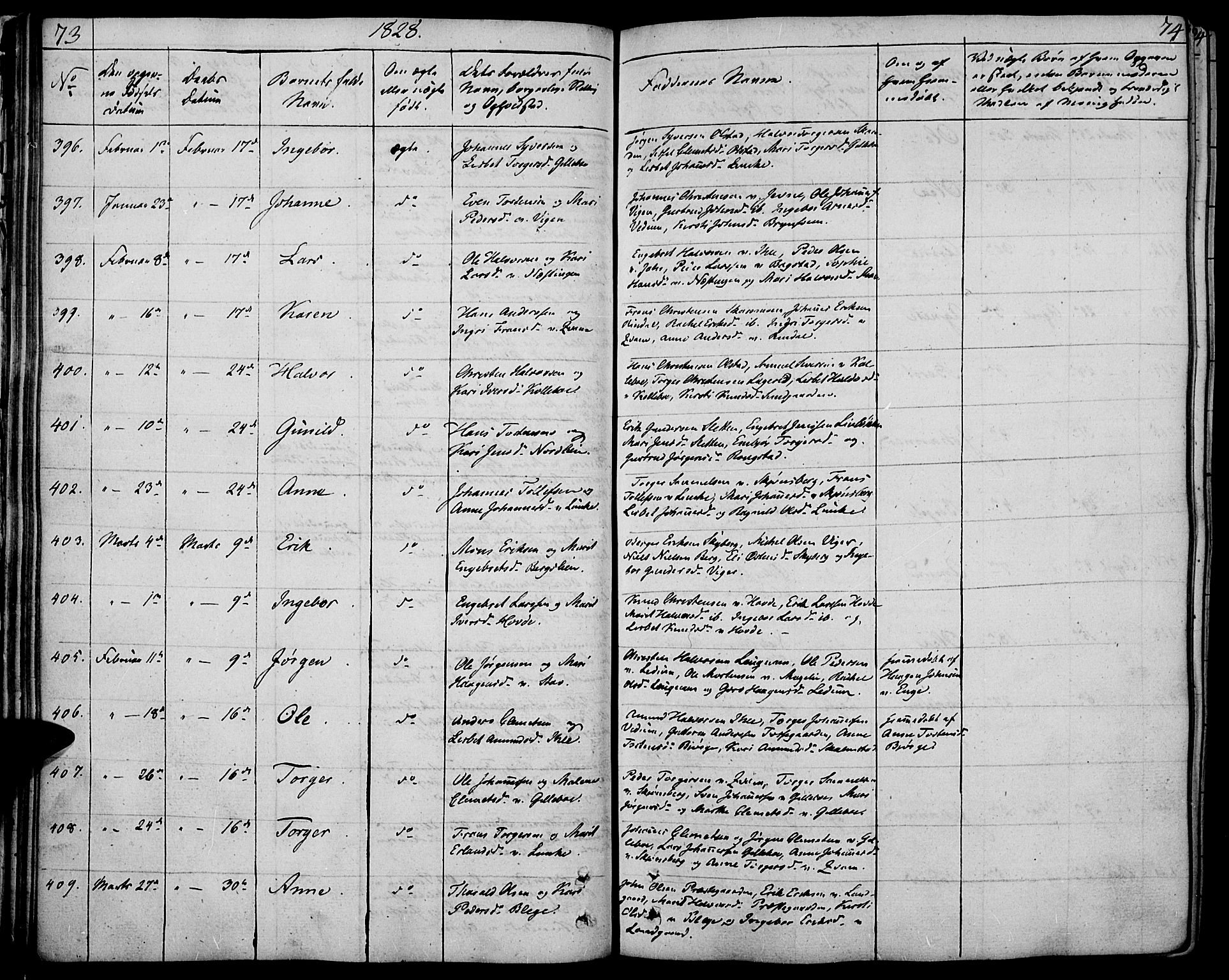 Øyer prestekontor, AV/SAH-PREST-084/H/Ha/Haa/L0004: Ministerialbok nr. 4, 1824-1841, s. 73-74