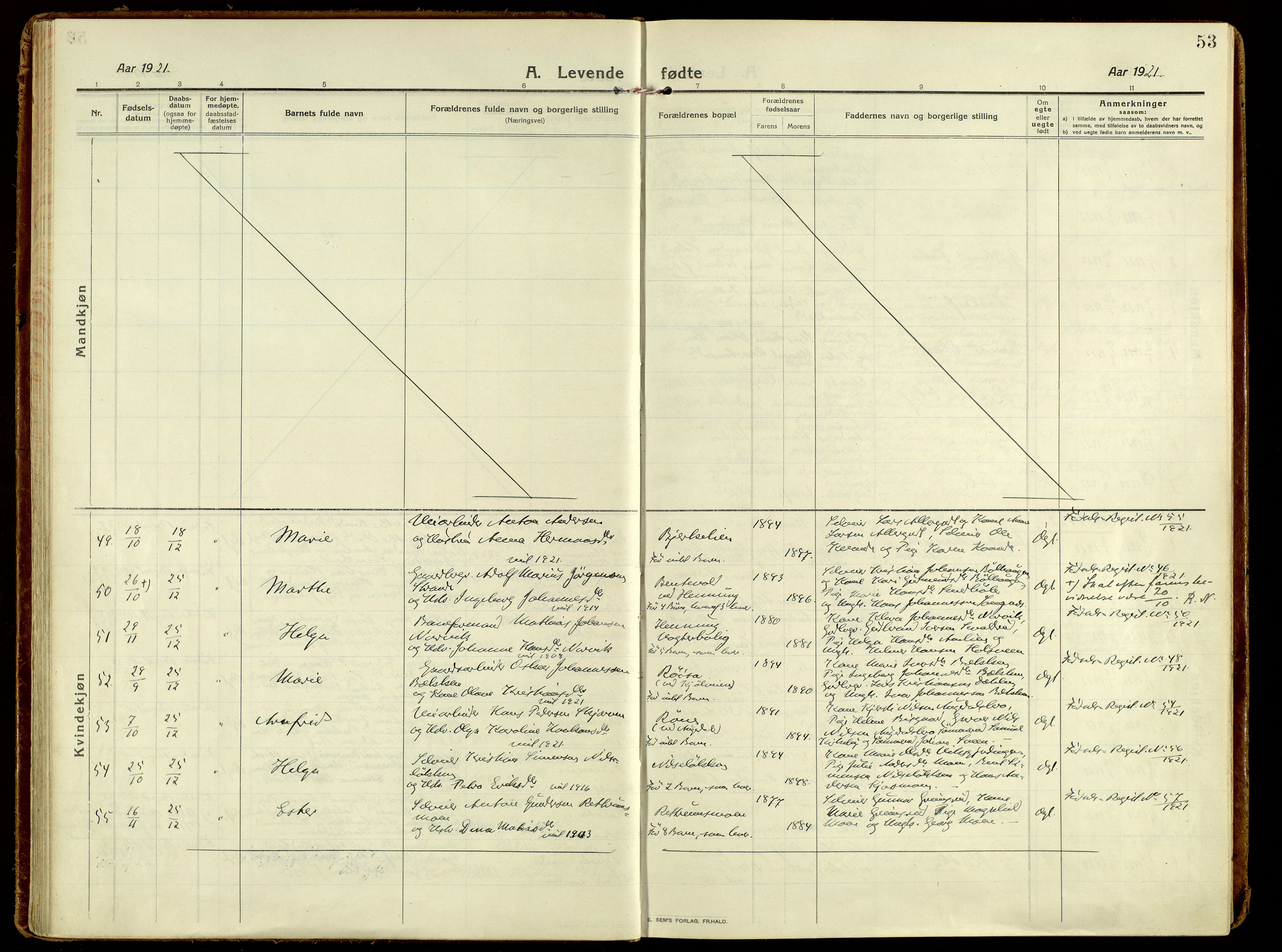 Brandbu prestekontor, SAH/PREST-114/H/Ha/Haa/L0004: Ministerialbok nr. 4, 1913-1923, s. 53