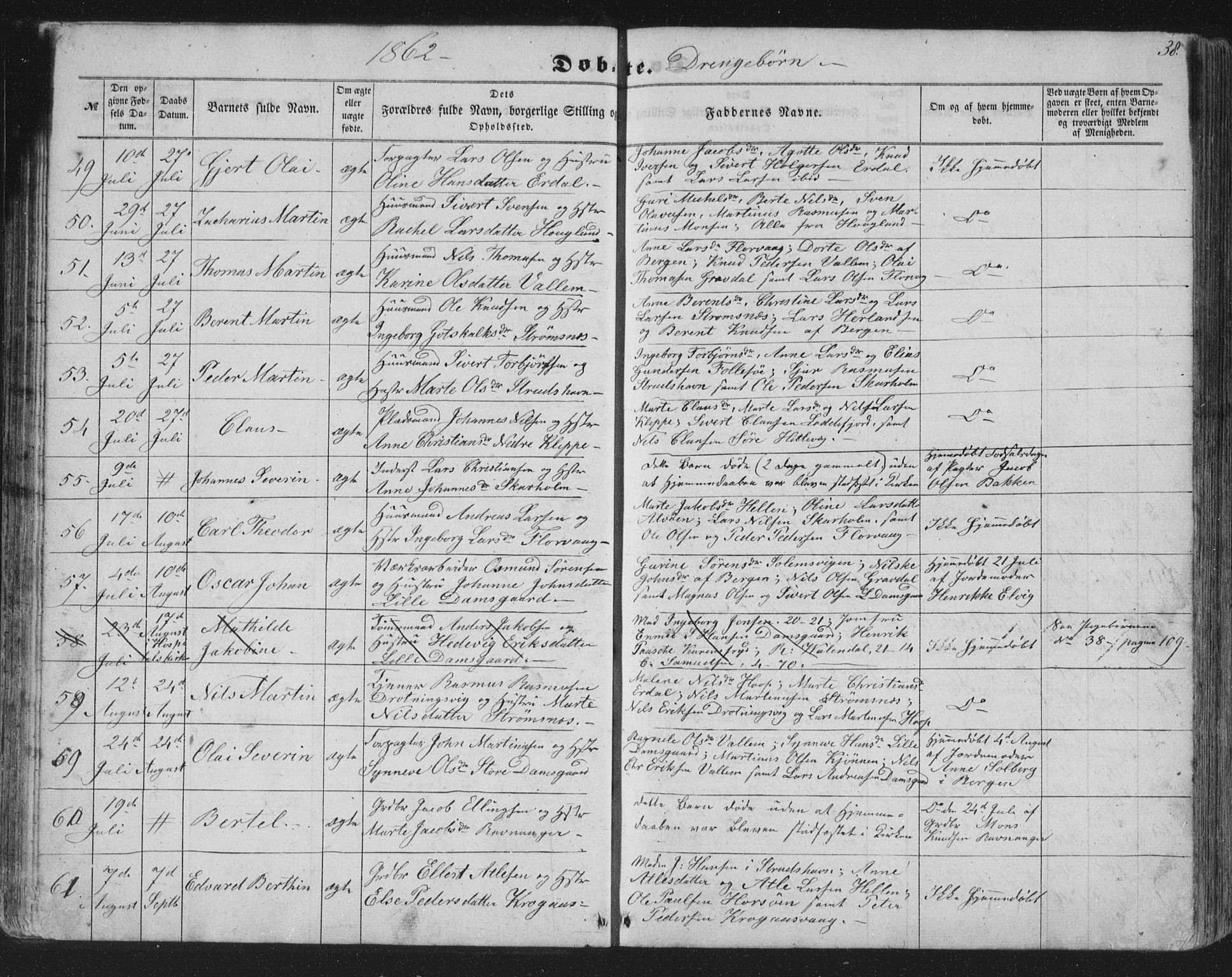 Askøy Sokneprestembete, AV/SAB-A-74101/H/Ha/Hab/Haba/L0005: Klokkerbok nr. A 5, 1857-1871, s. 38