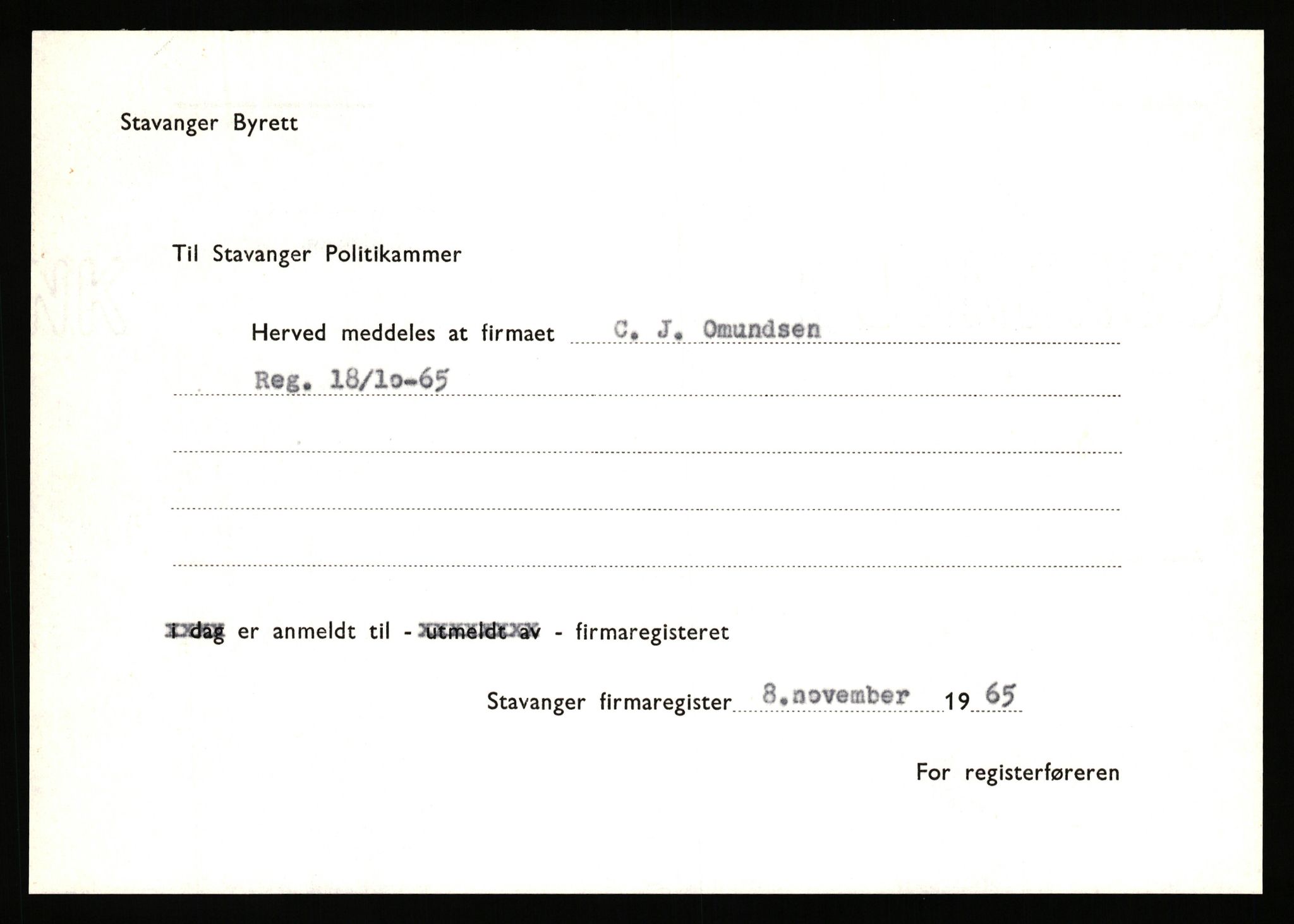 Stavanger byfogd, AV/SAST-A-101408/002/J/Jd/Jde/L0004: Registreringsmeldinger og bilag. Enkeltmannsforetak, 1001-1350, 1891-1990, s. 551