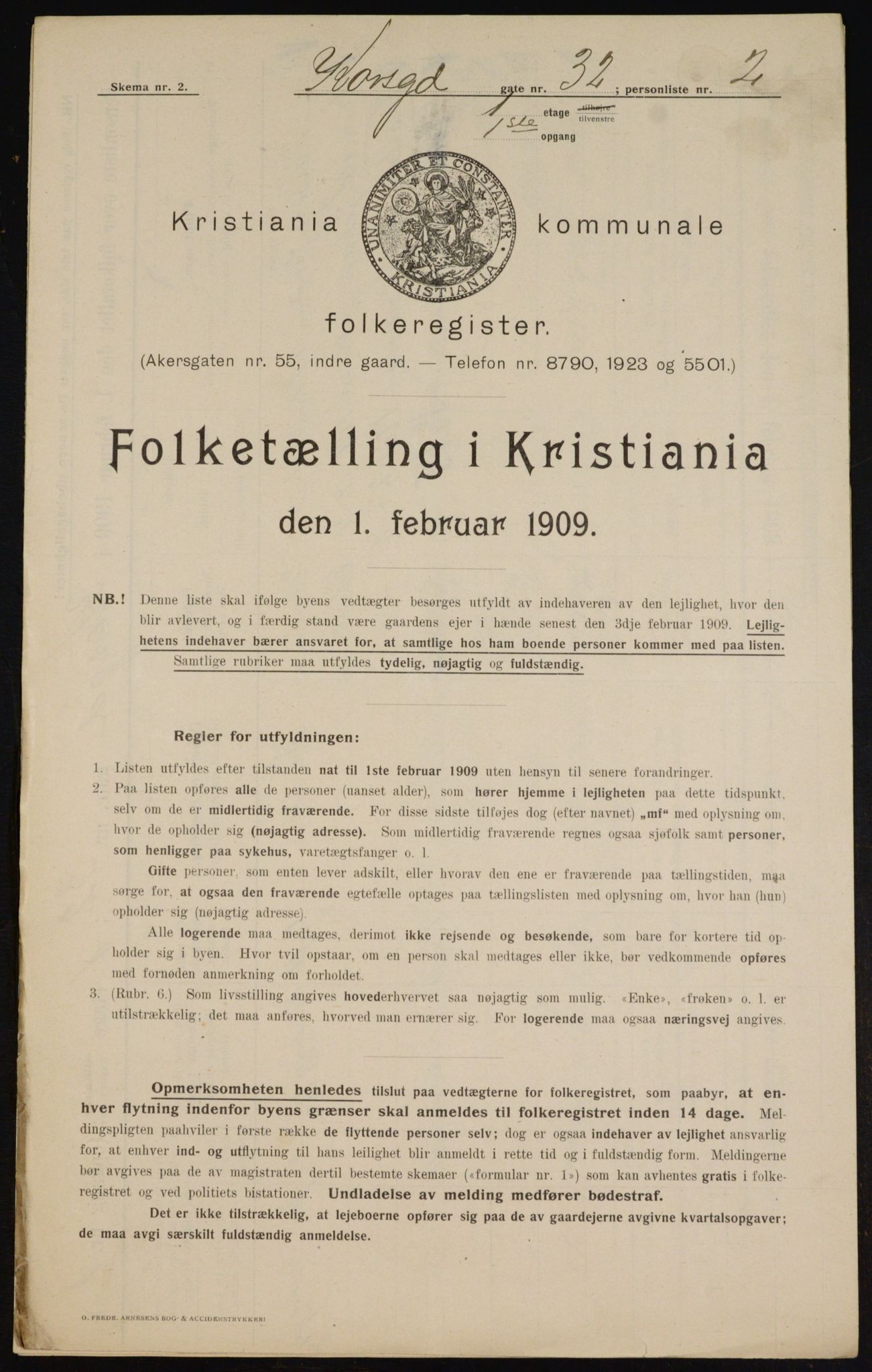 OBA, Kommunal folketelling 1.2.1909 for Kristiania kjøpstad, 1909, s. 49386