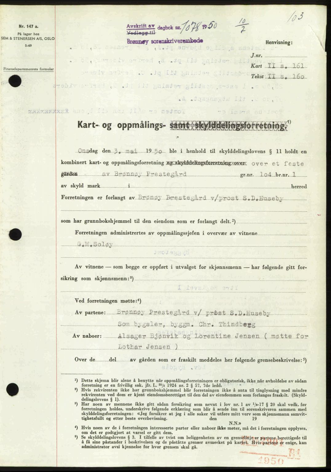 Brønnøy sorenskriveri, SAT/A-4170/1/2/2C: Pantebok nr. 36, 1950-1950, Dagboknr: 1078/1950