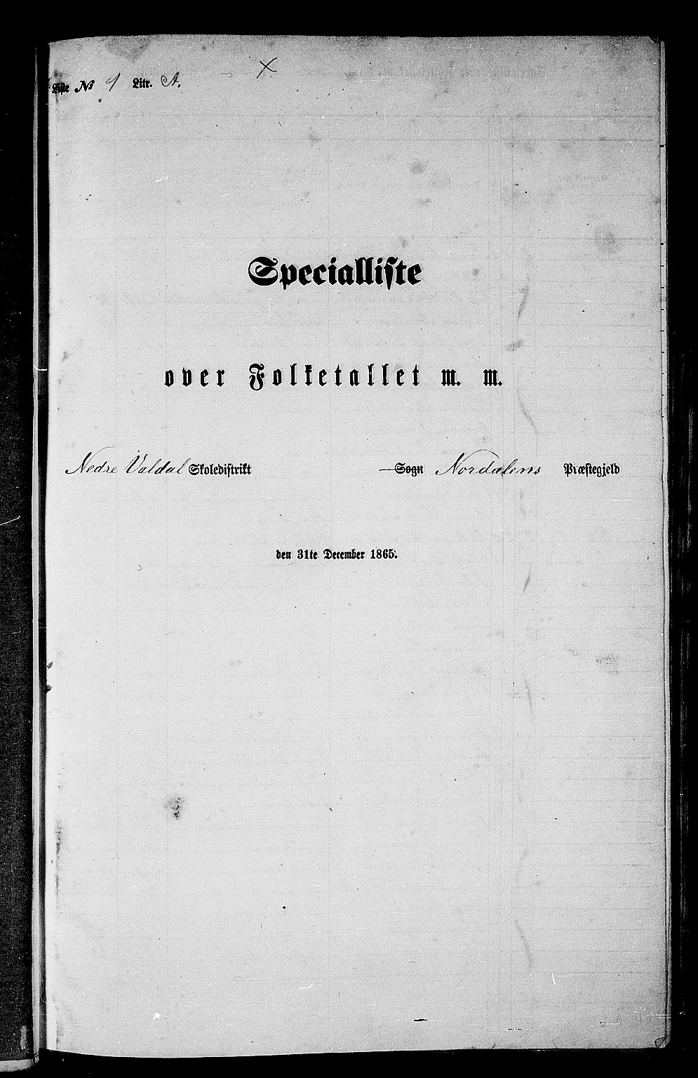 RA, Folketelling 1865 for 1524P Norddal prestegjeld, 1865, s. 9