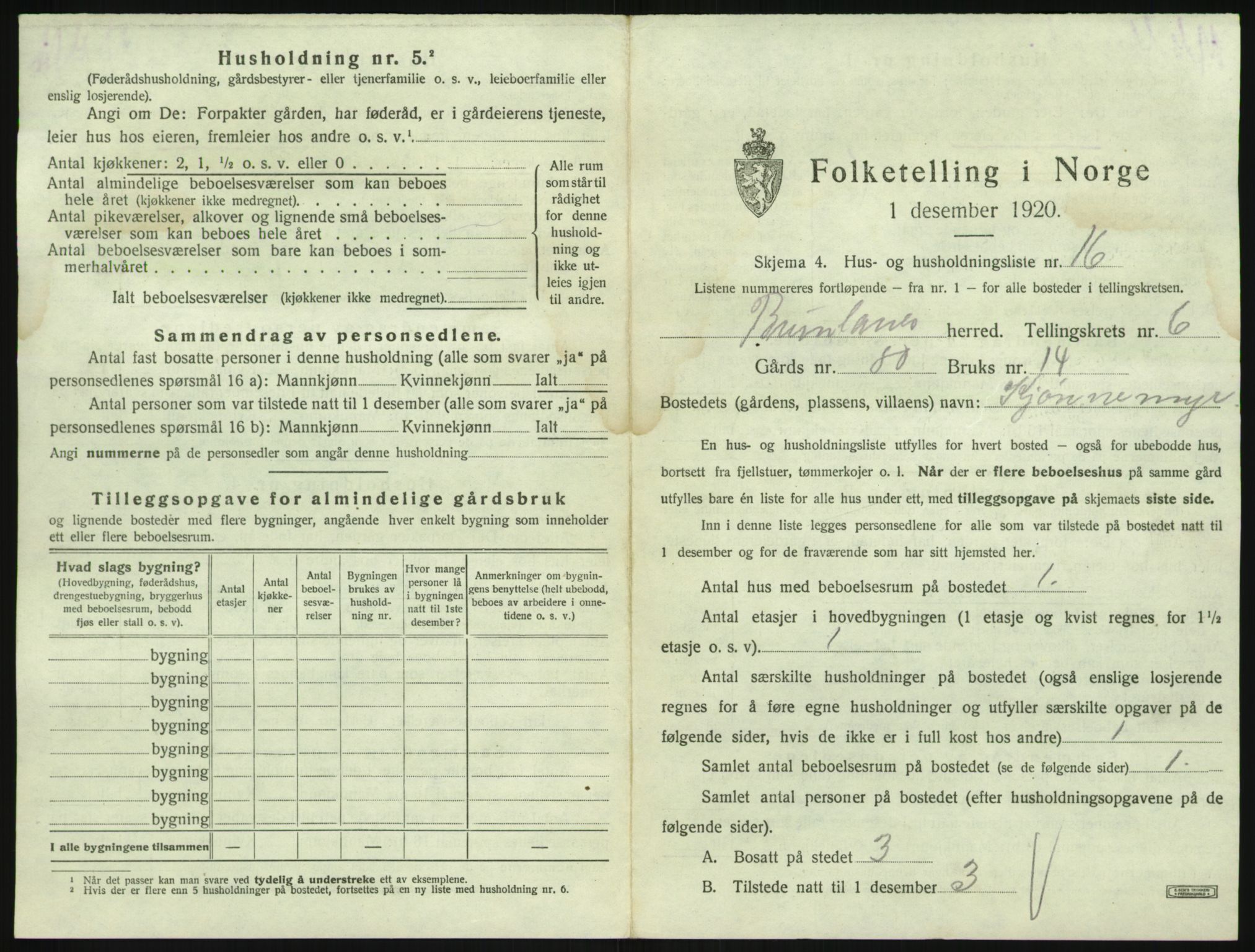 SAKO, Folketelling 1920 for 0726 Brunlanes herred, 1920, s. 895