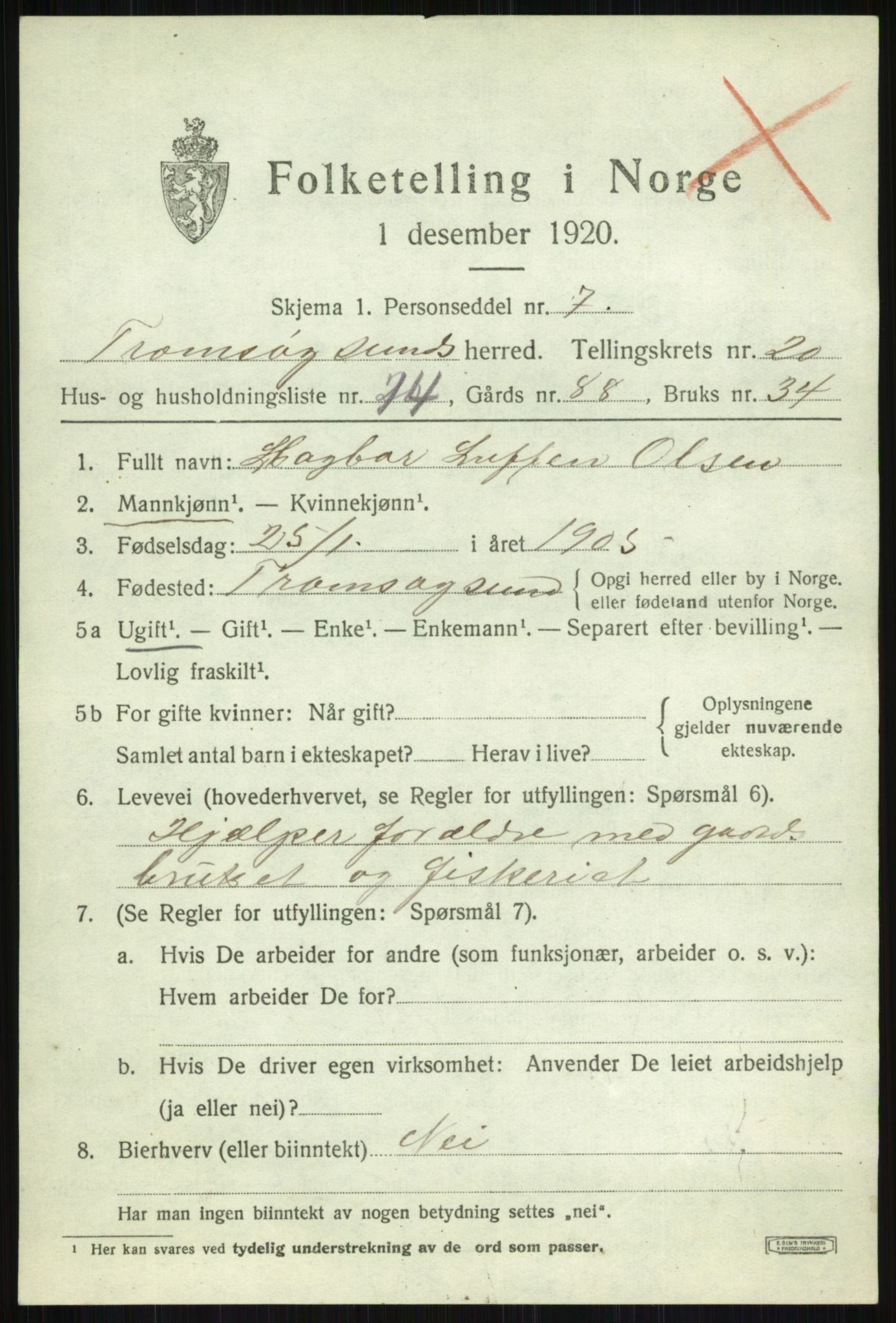 SATØ, Folketelling 1920 for 1934 Tromsøysund herred, 1920, s. 10762