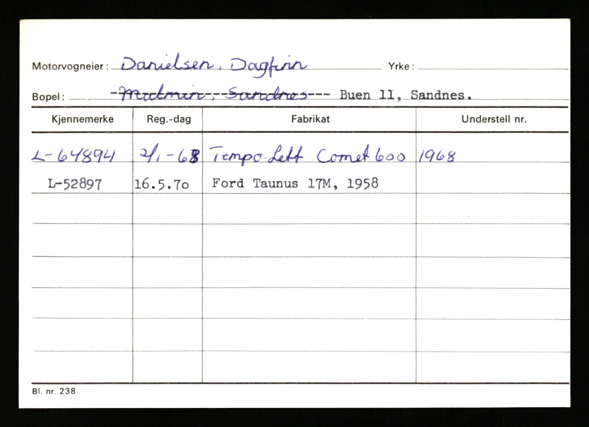 Stavanger trafikkstasjon, AV/SAST-A-101942/0/H/L0006: Dalva - Egersund, 1930-1971, s. 97