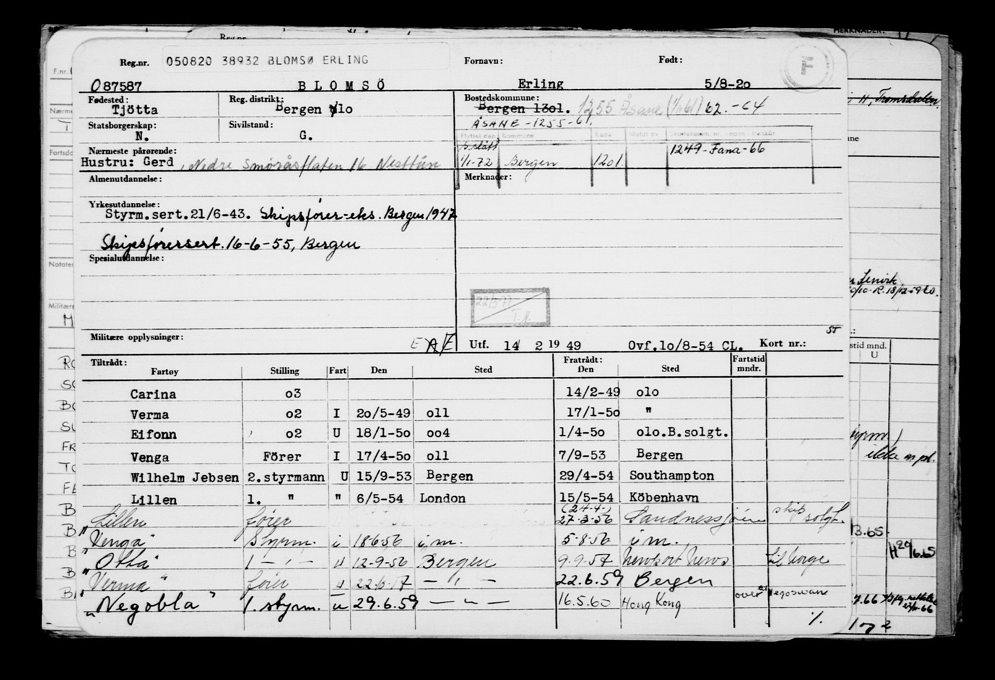 Direktoratet for sjømenn, AV/RA-S-3545/G/Gb/L0184: Hovedkort, 1920, s. 106