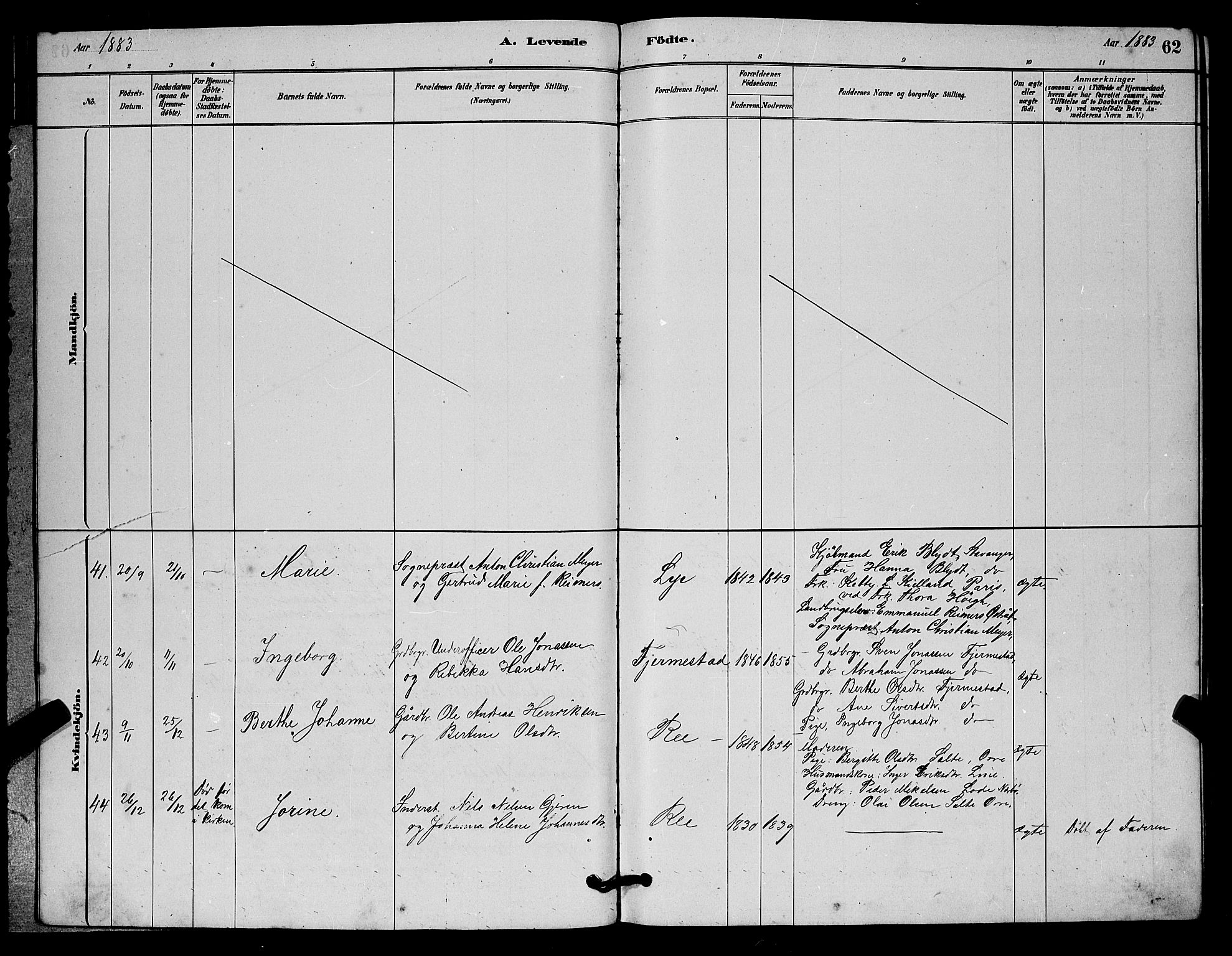 Lye sokneprestkontor, AV/SAST-A-101794/001/30BB/L0006: Klokkerbok nr. B 6, 1879-1888, s. 62