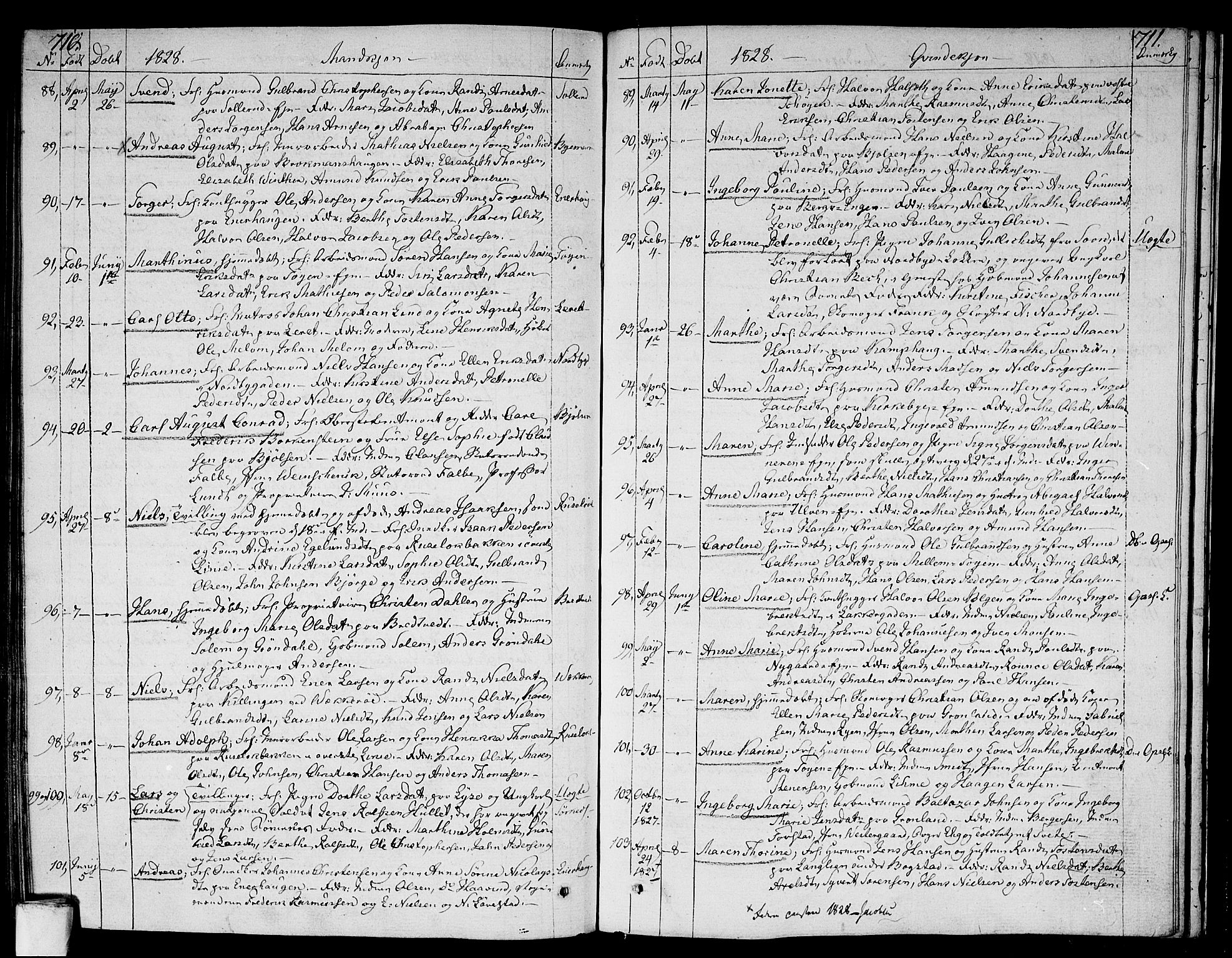 Aker prestekontor kirkebøker, AV/SAO-A-10861/F/L0012: Ministerialbok nr. 12, 1819-1828, s. 710-711