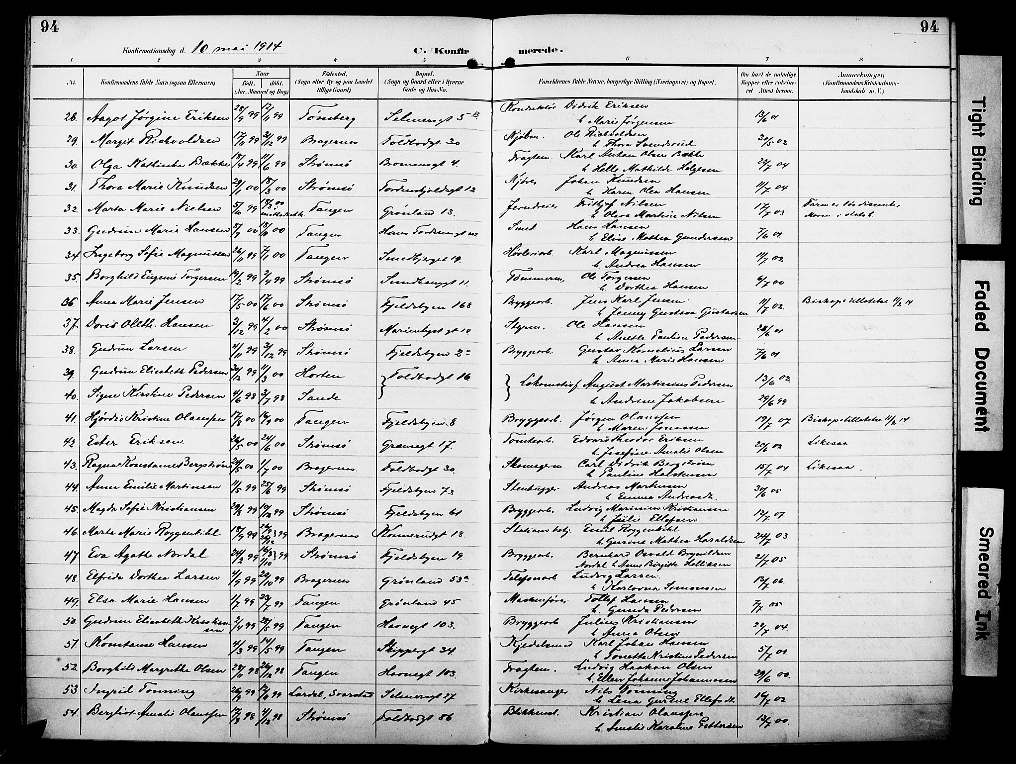 Strømsø kirkebøker, AV/SAKO-A-246/F/Fa/L0025: Ministerialbok nr. I 25, 1893-1922, s. 94