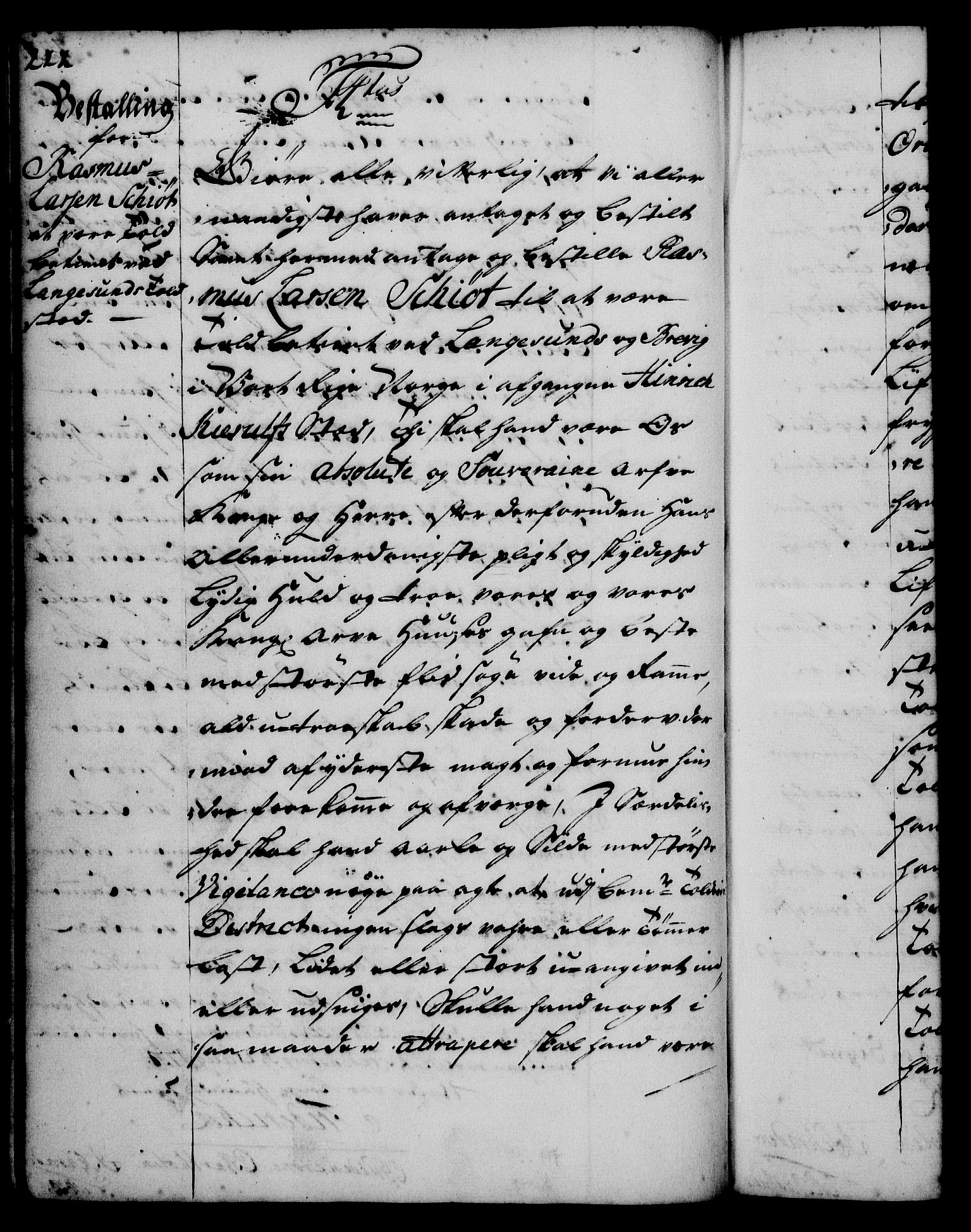 Rentekammeret, Kammerkanselliet, AV/RA-EA-3111/G/Gg/Gge/L0001: Norsk bestallingsprotokoll med register (merket RK 53.25), 1720-1730, s. 222