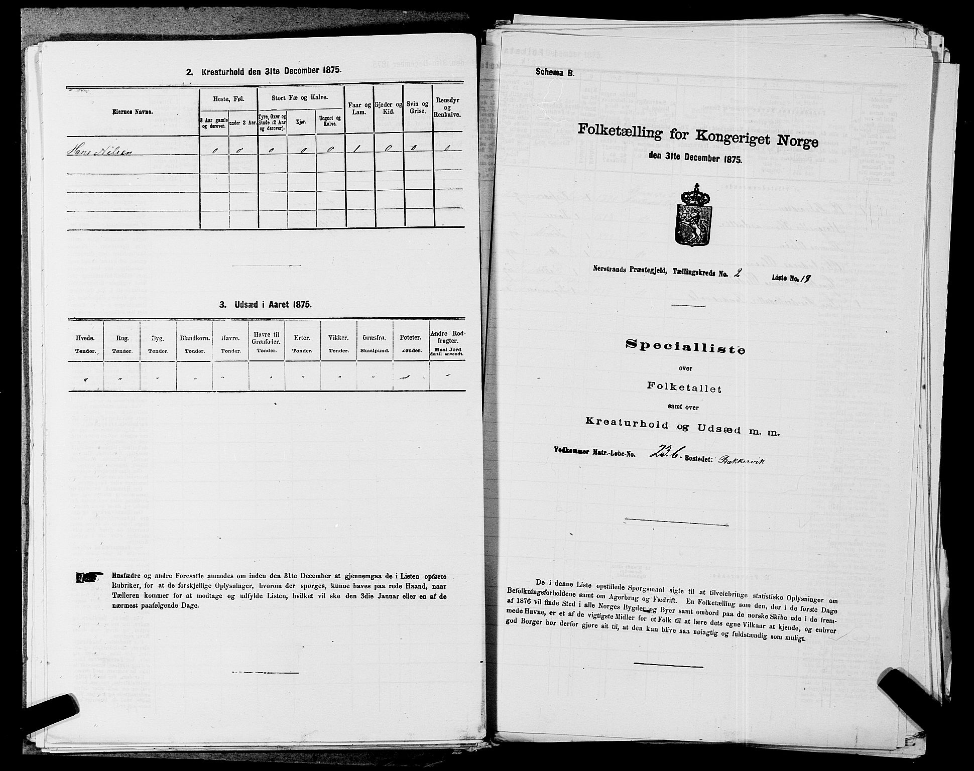 SAST, Folketelling 1875 for 1139P Nedstrand prestegjeld, 1875, s. 586